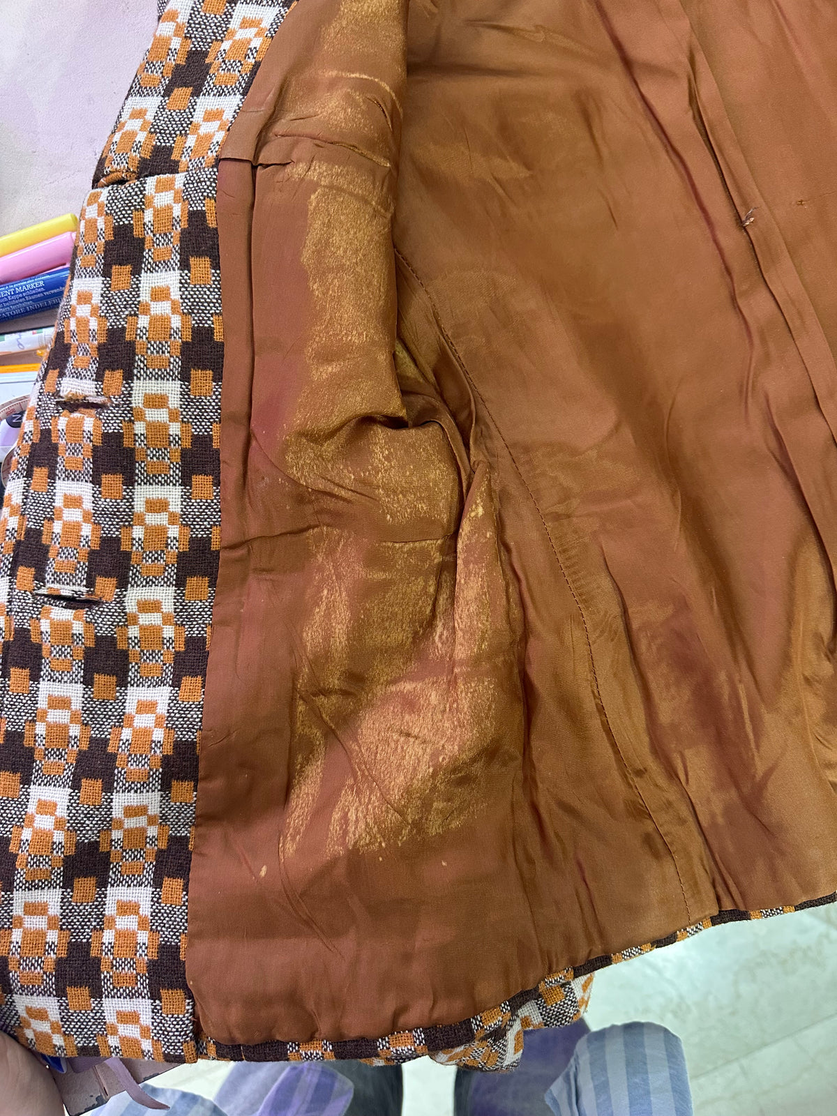 Blazer giacca a quadri con fantasia anni 70