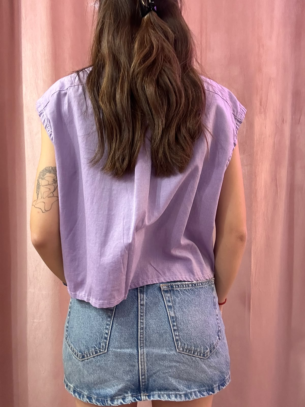 Camicia Ralph Lauren upcycling fiocco lilla