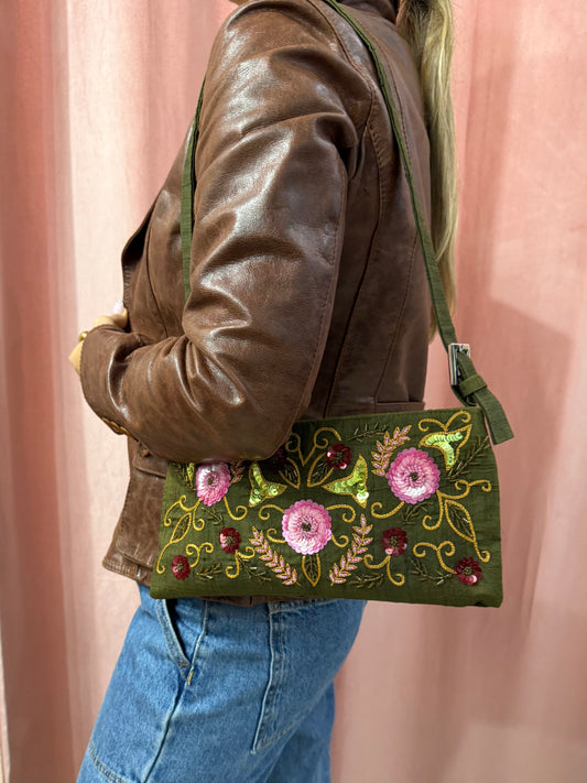 Borsa baguette con paillettes