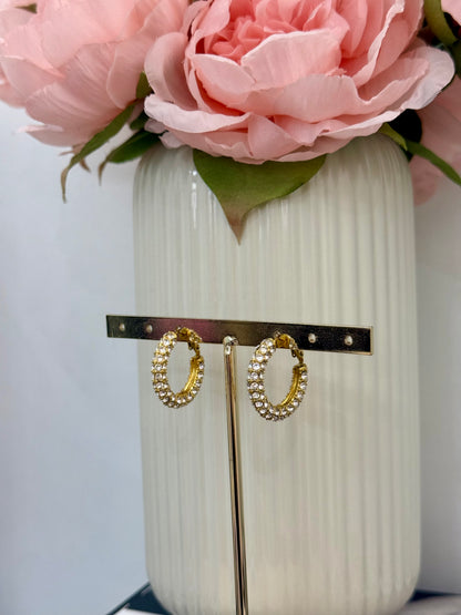 Orecchini a cerchio con zirconi gold/silver