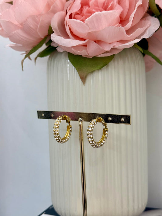 Orecchini a cerchio con zirconi gold/silver