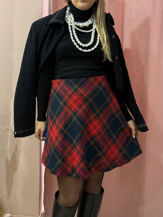 Gonna a ruota scozzese in lana