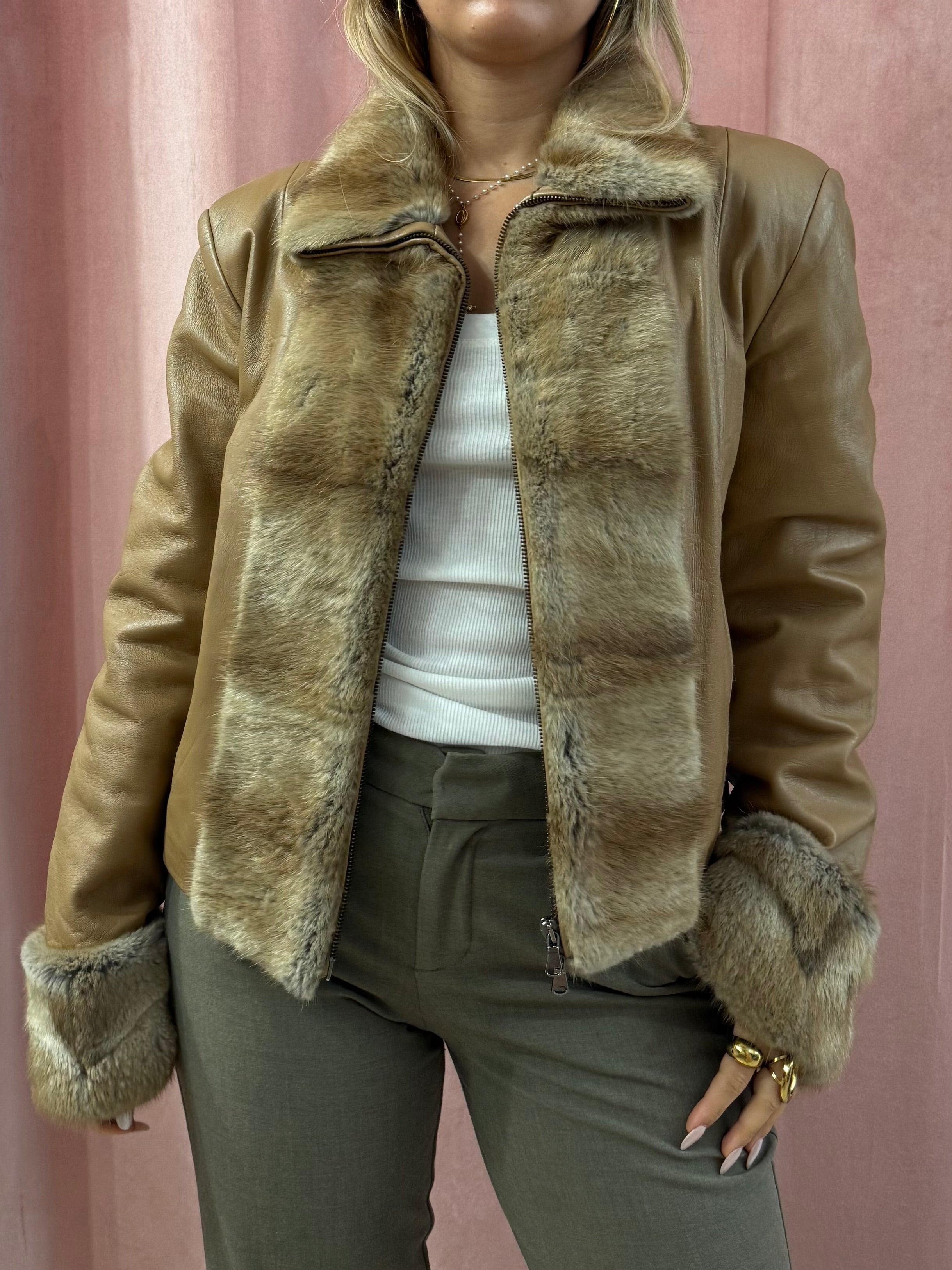 Giacca in pelle con pelo vero