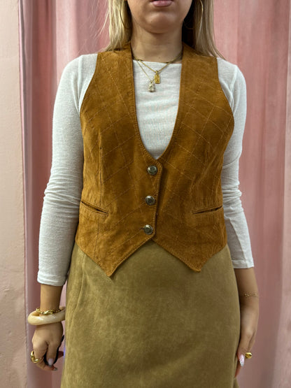 Gilet in pelle scamosciata