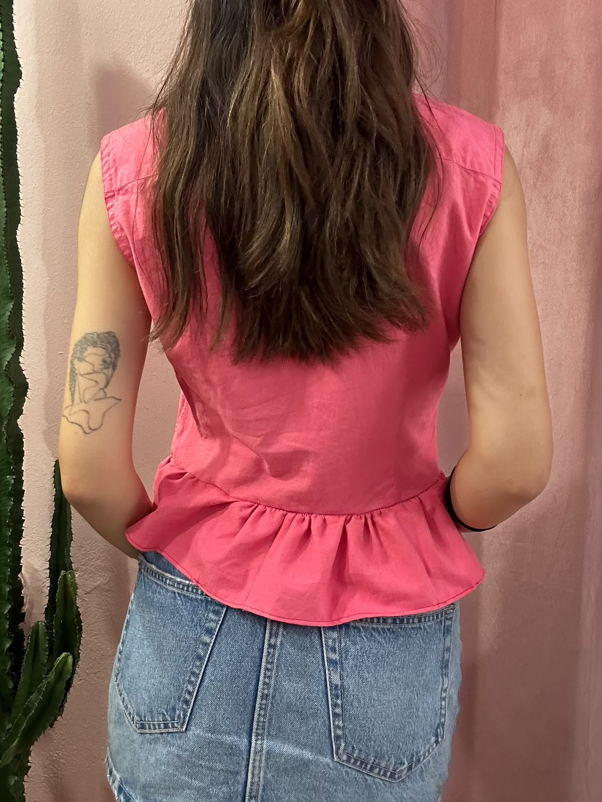 Camicia Ralph lauren upcycling volant fucsia