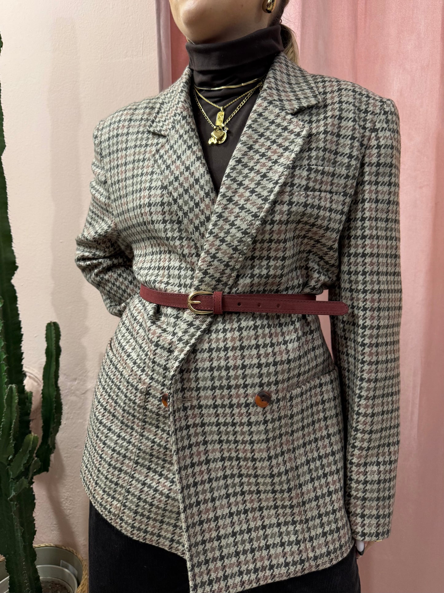 Cintura scamosciata in vera pelle bordeaux