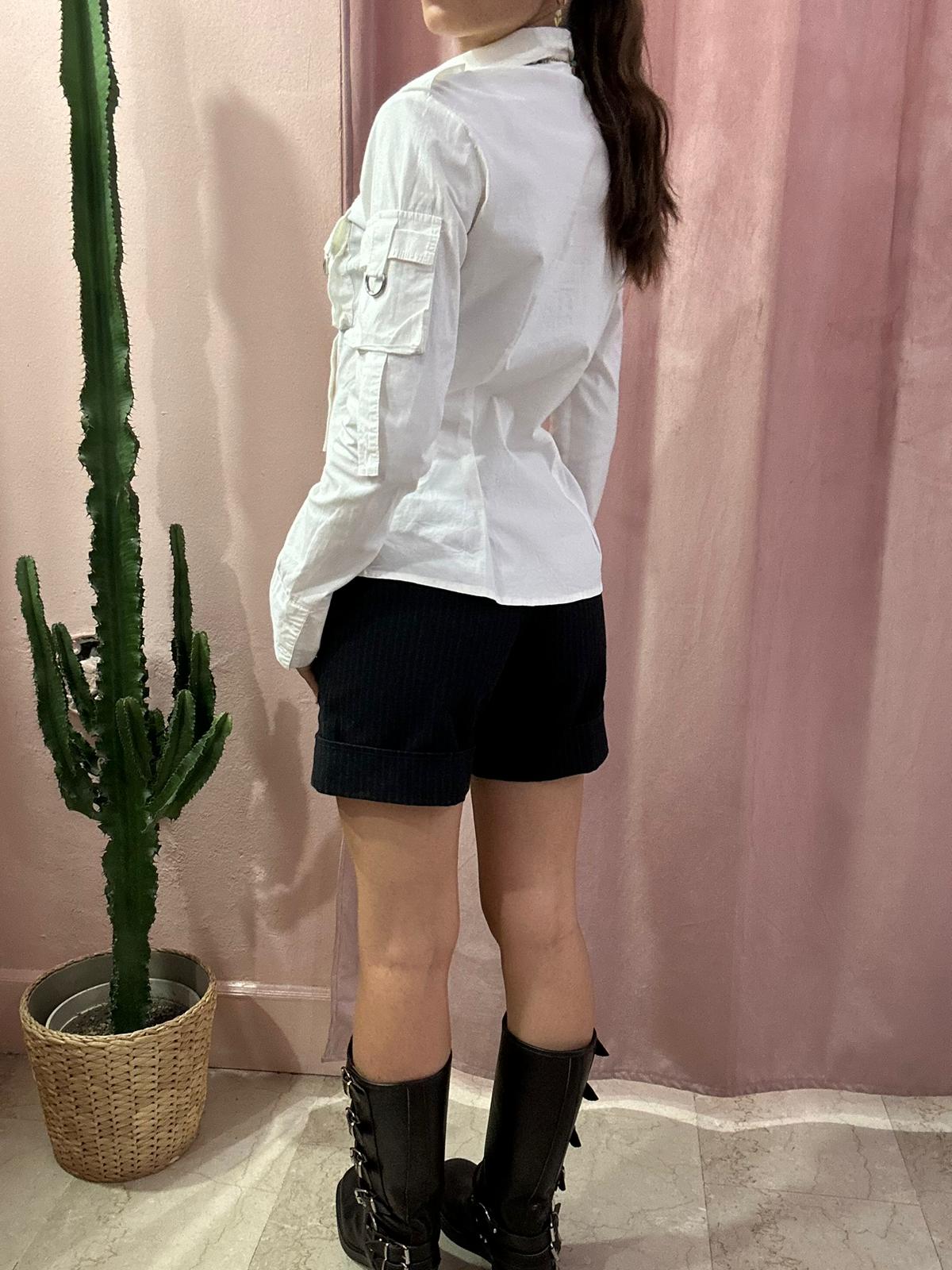 Shorts in lanetta gessato nero