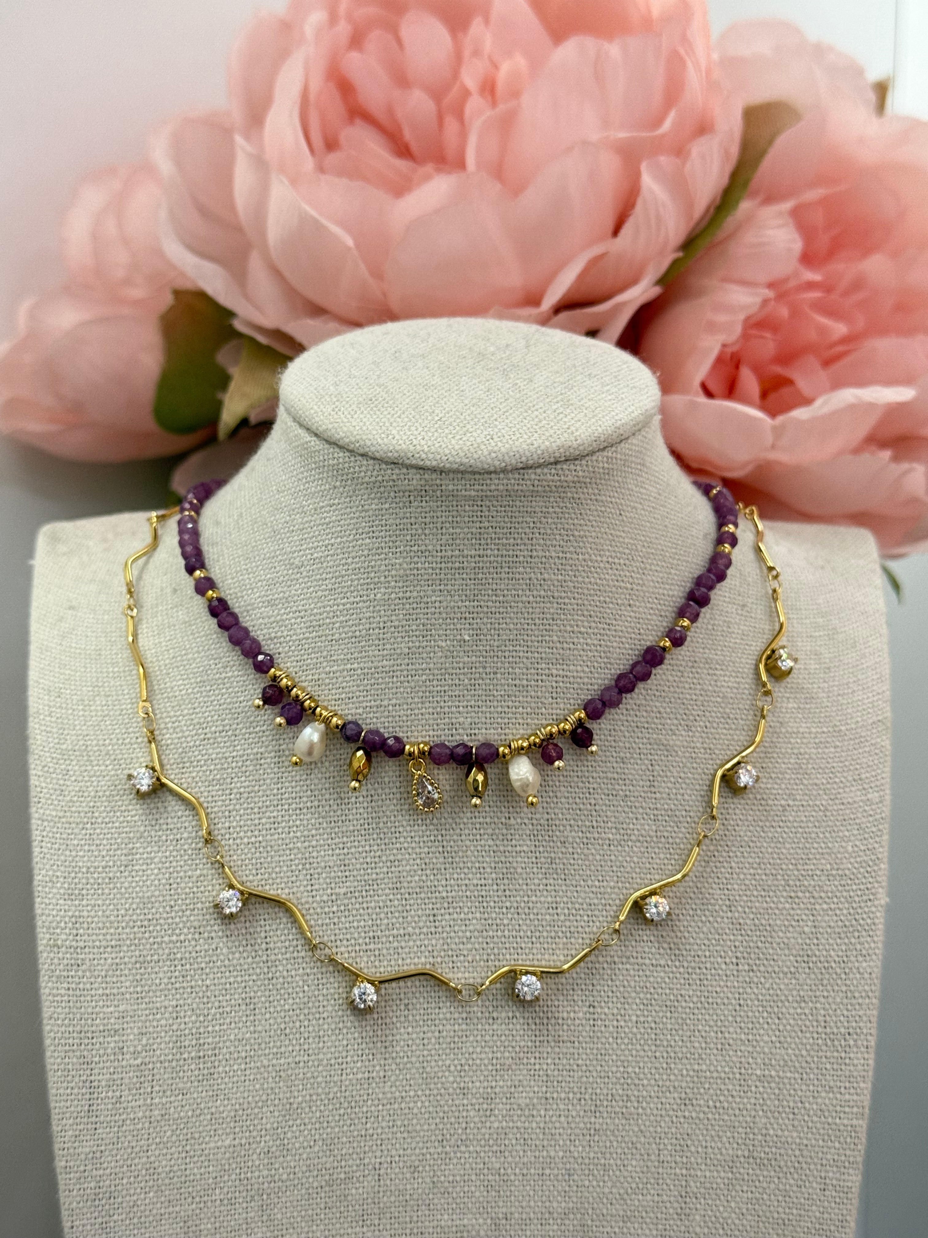 Collana girocollo pietre sfaccettate