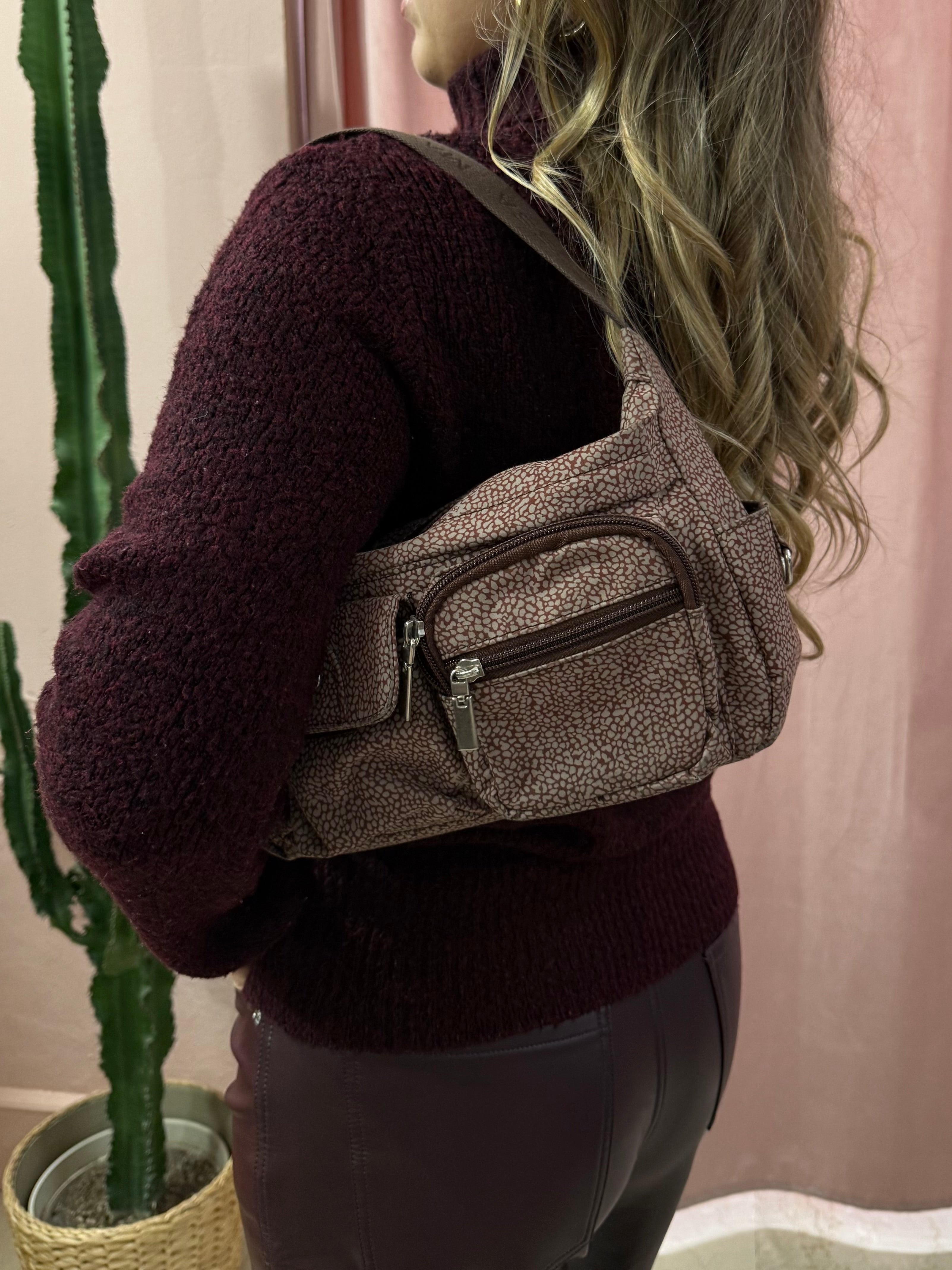 Borsa in tela 00s burgundy
