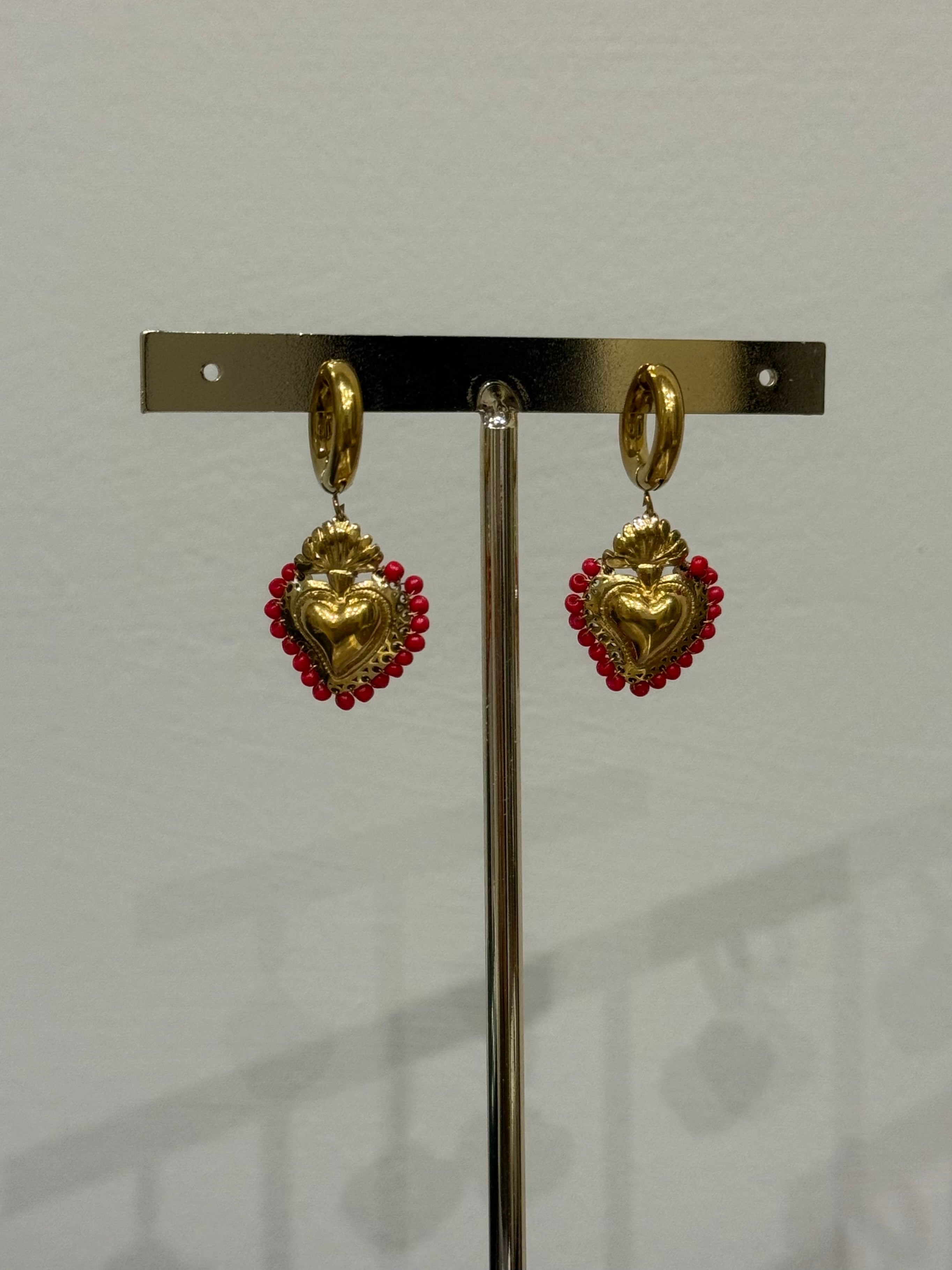 Orecchini cuore sacro rosso