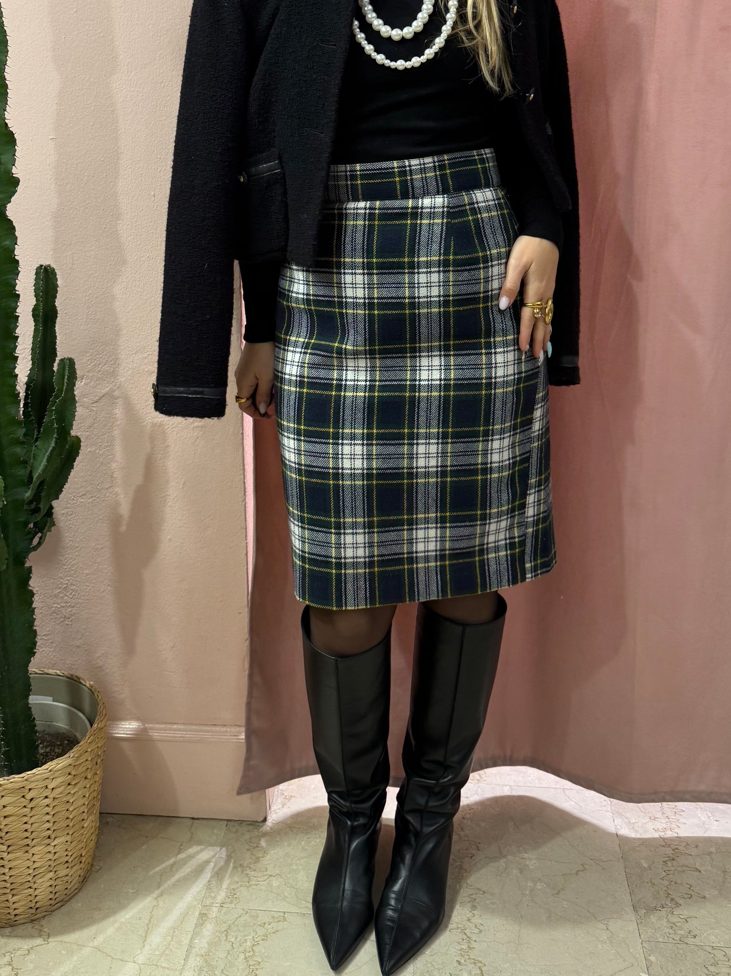 Gonna tartan tubino in lana
