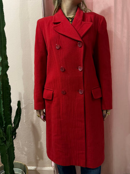 Cappotto vintage rosso Gina Lebole misto cashmere