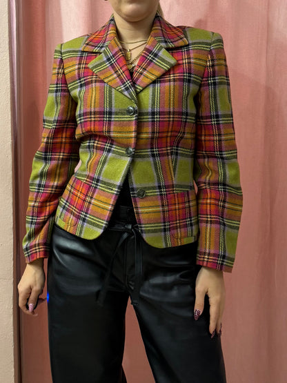 Blazer tartan sul fucsia