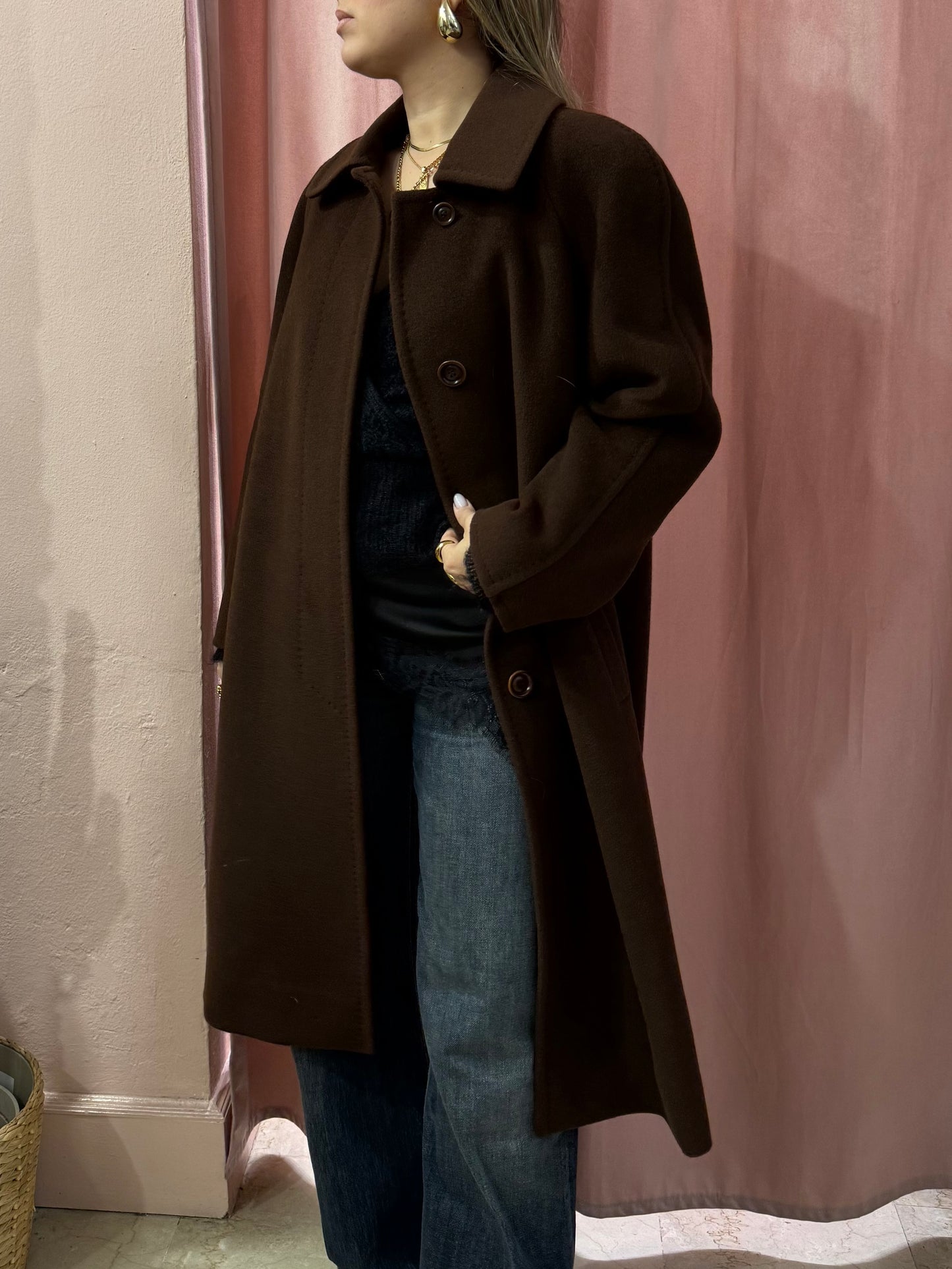 Cappotto vintage in lana cioccolato