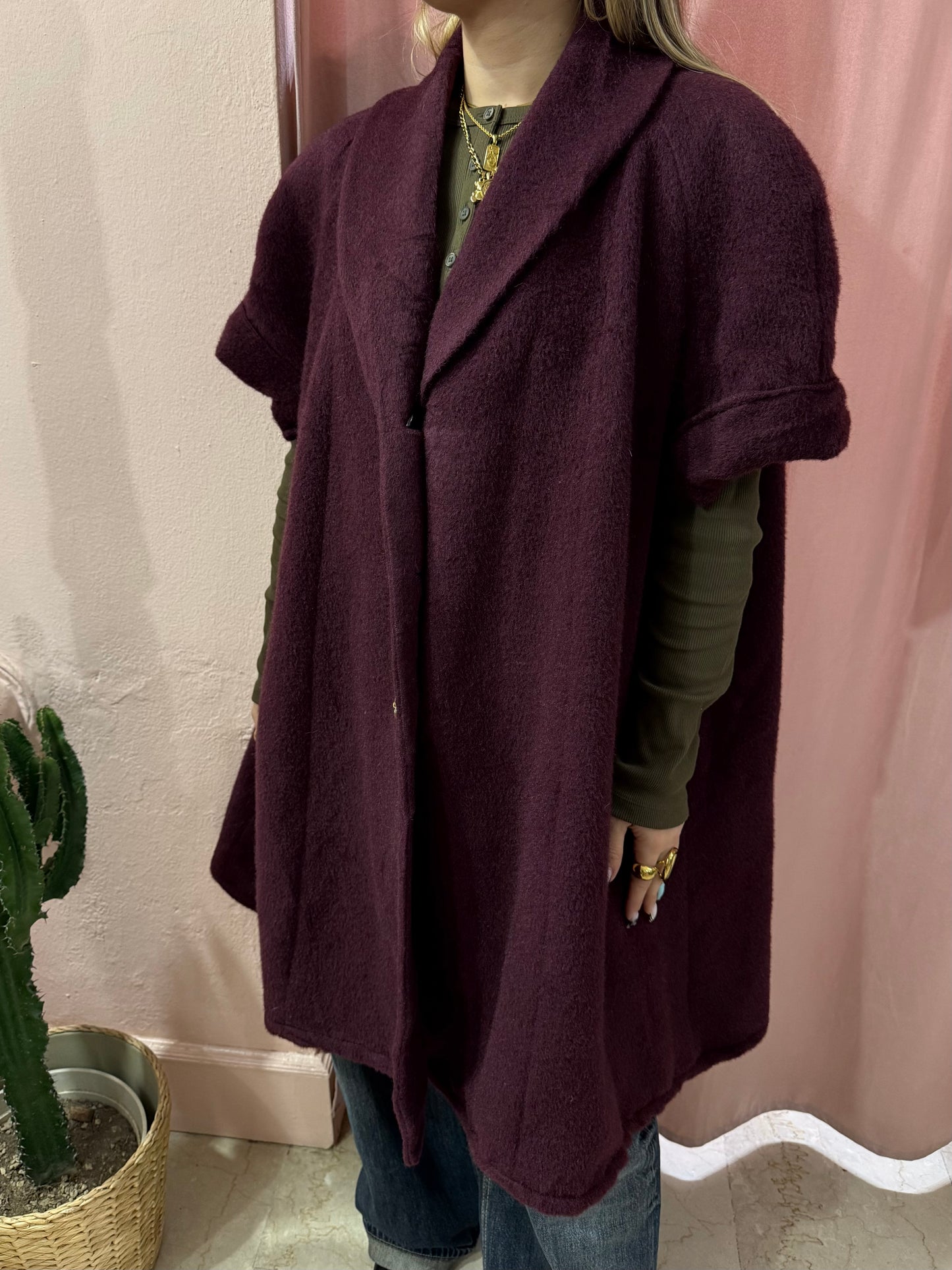 Cappotto smanicato burgundy