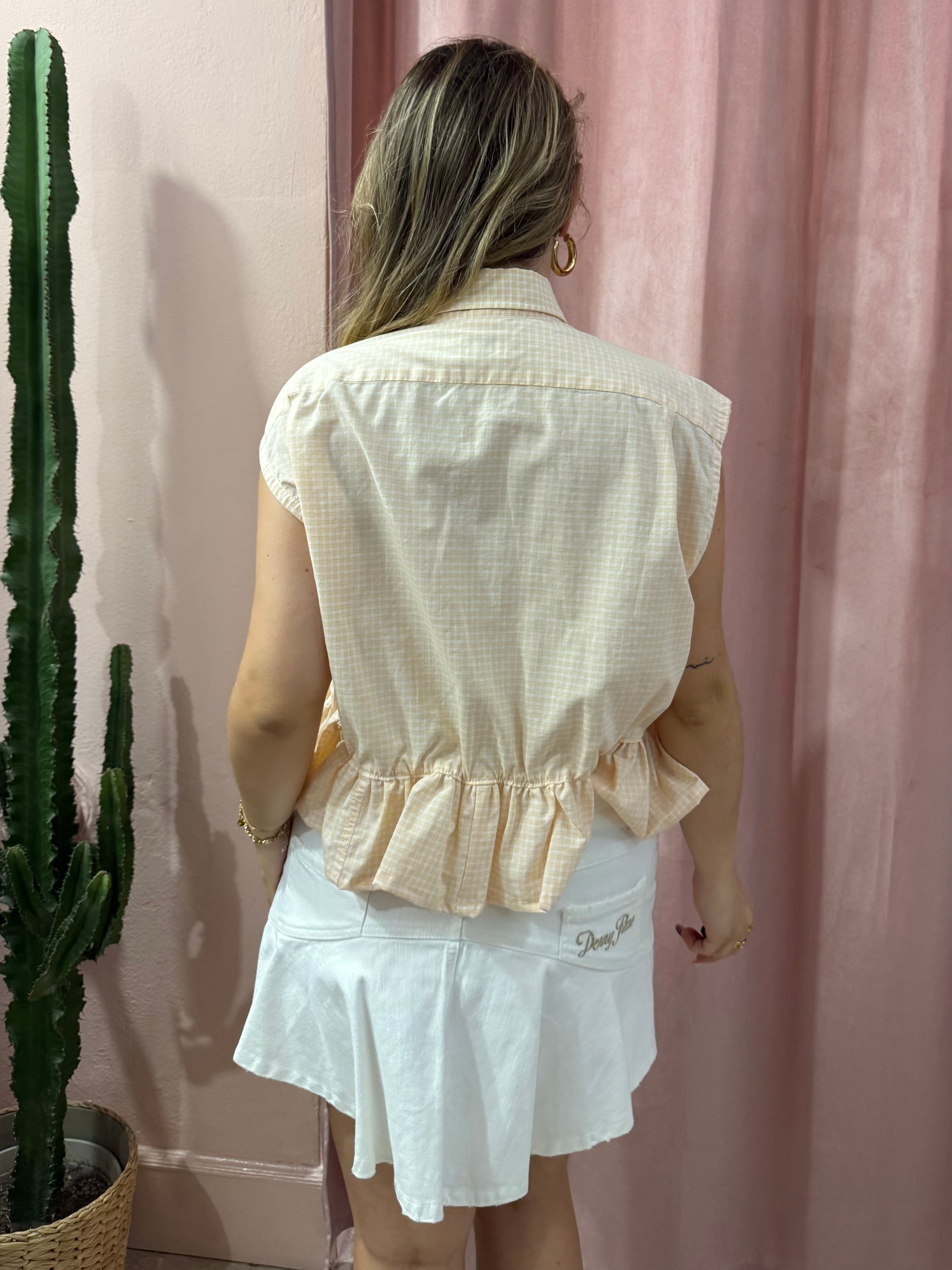 camicia Lacoste upcycling vichy arancio