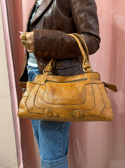 Borsa in pelle color cuoio y2k