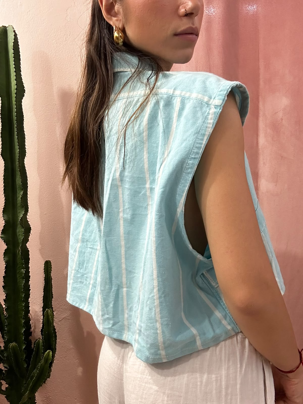 Camicia Ralph Lauren upcycling fiocco a righe azzurra