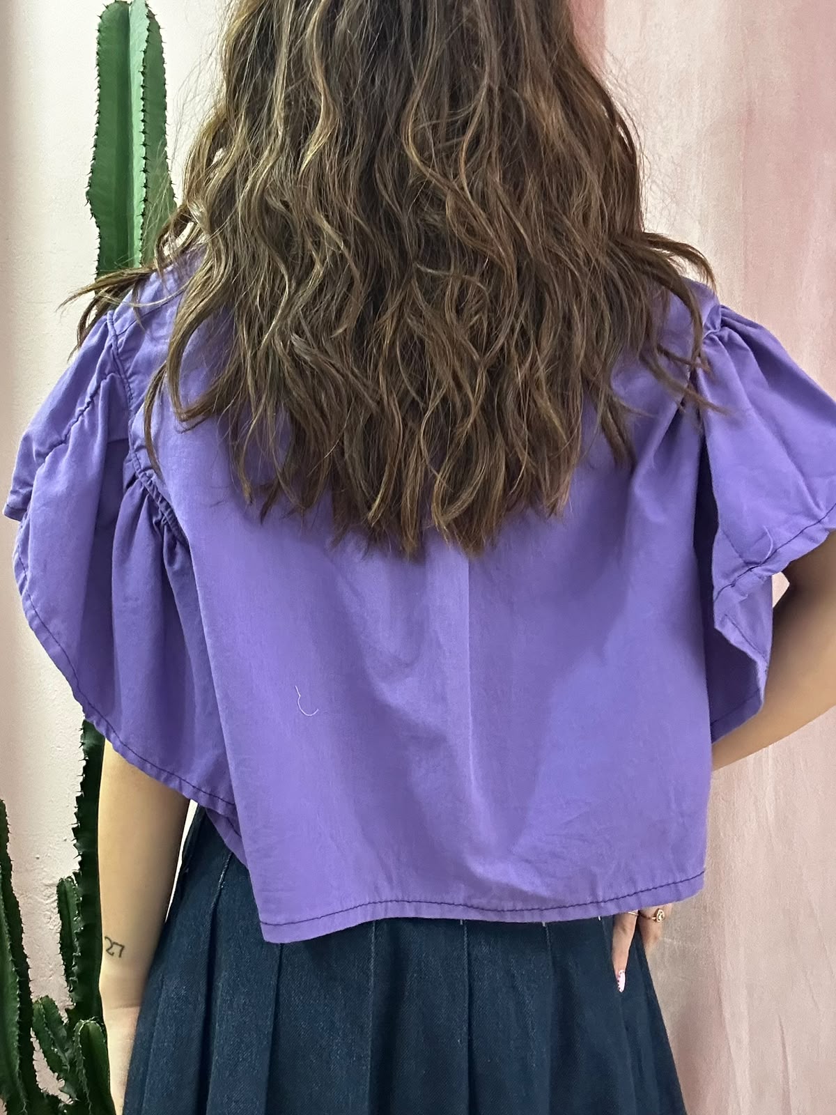 Camicia Ralph Lauren upcycling manica volant viola