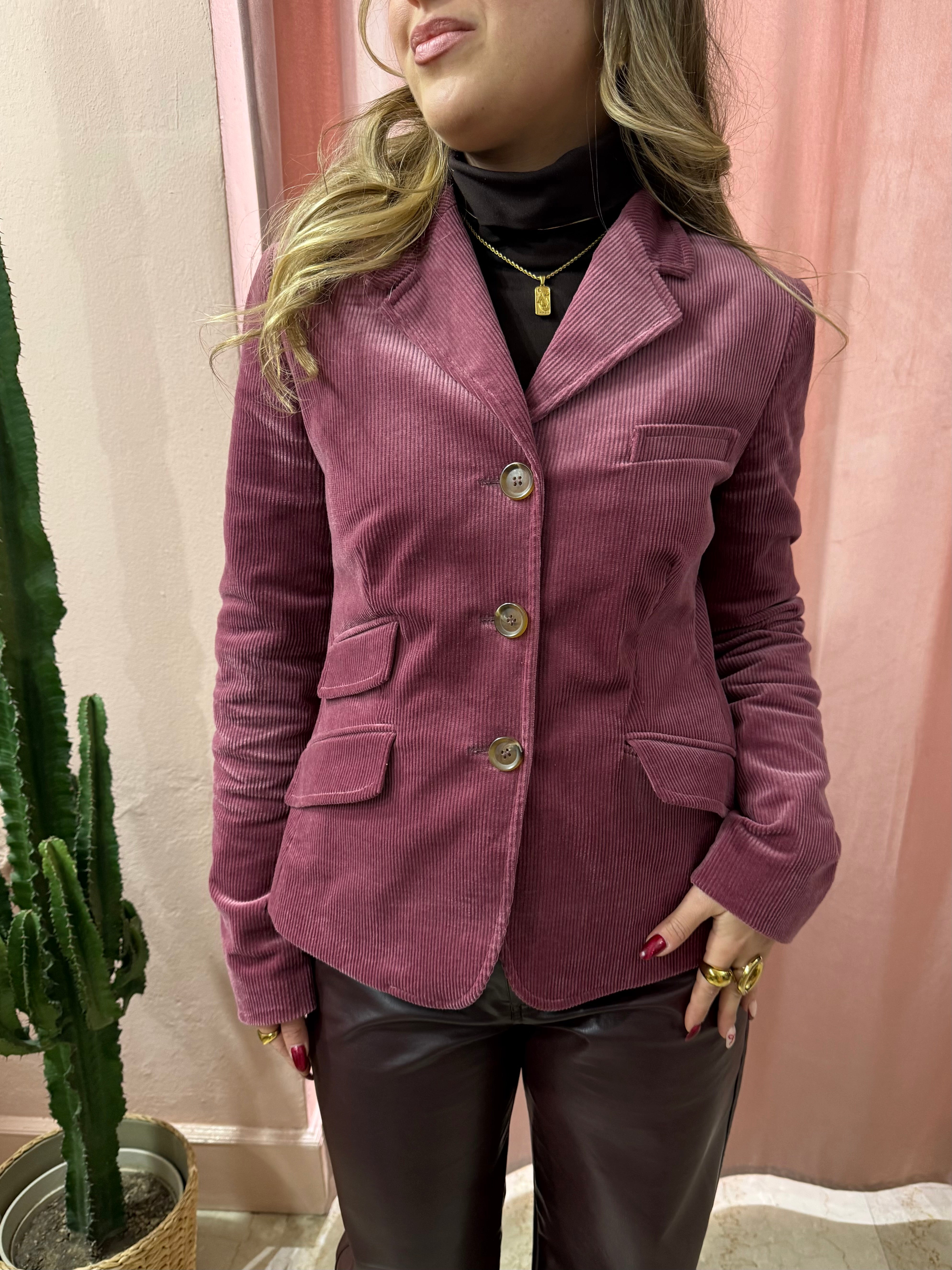 Blazer 00s a costine rosa antico