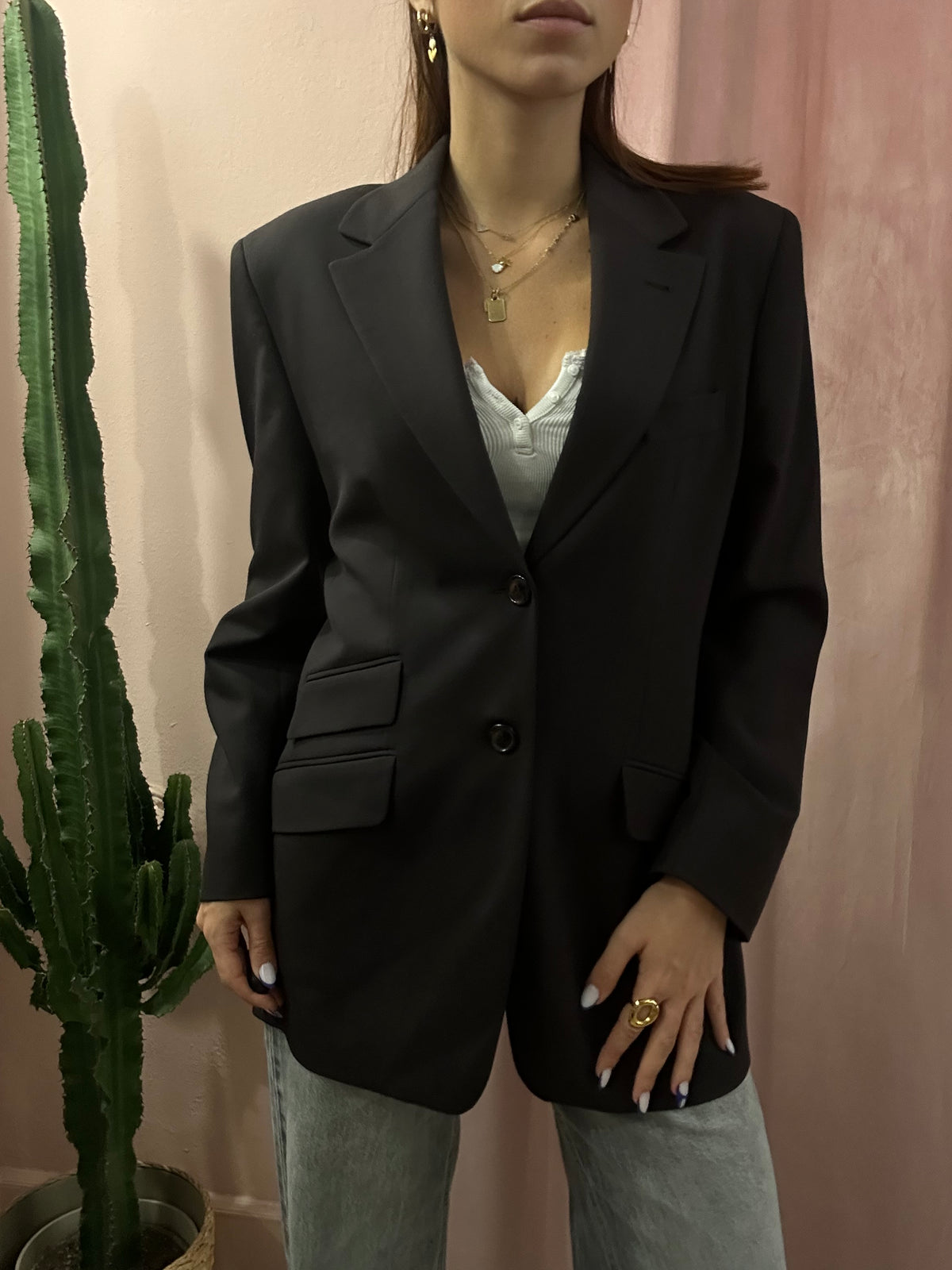 Blazer cioccolato monopetto