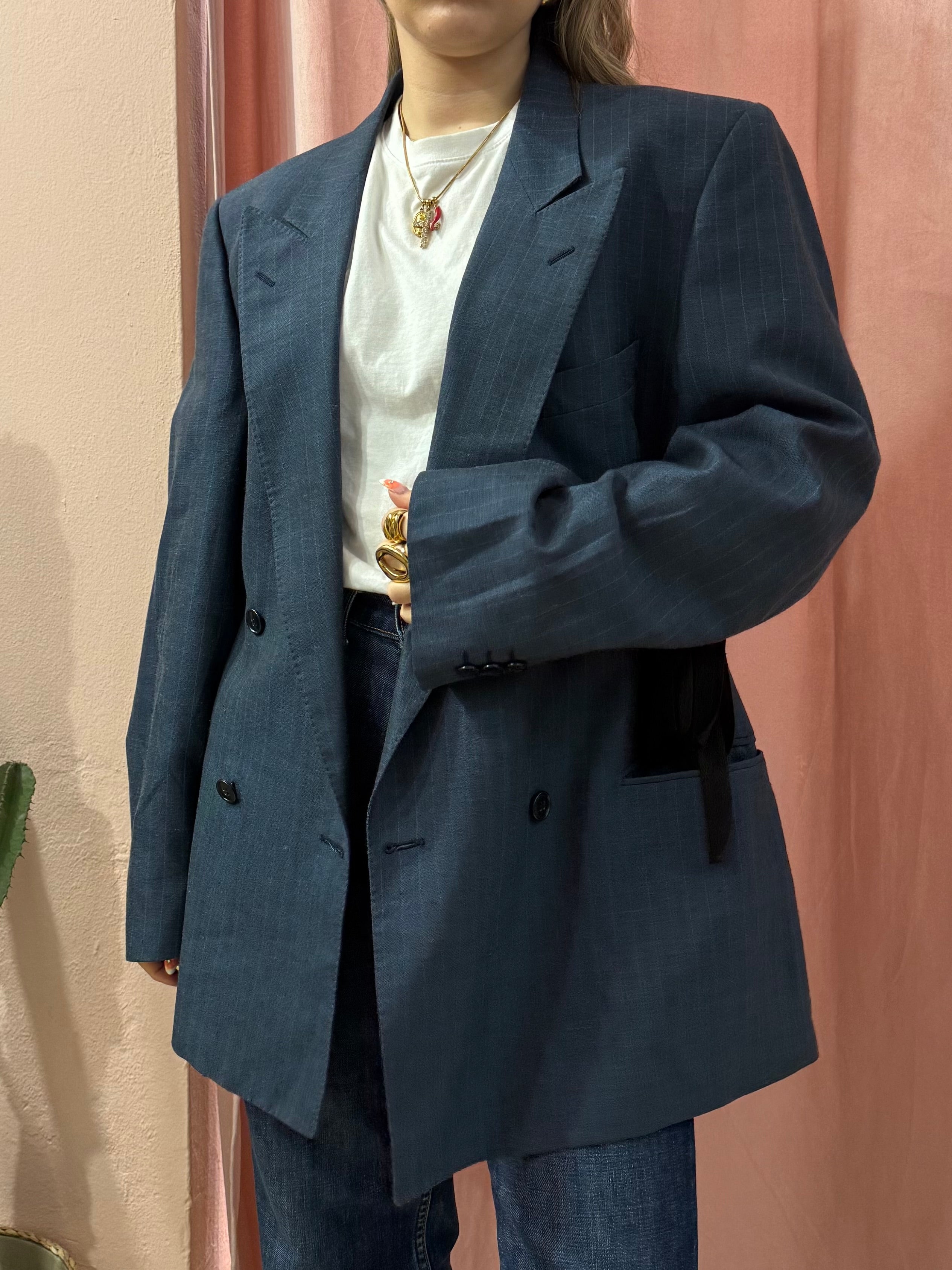 Blazer upcycling fiocchi blu gessato