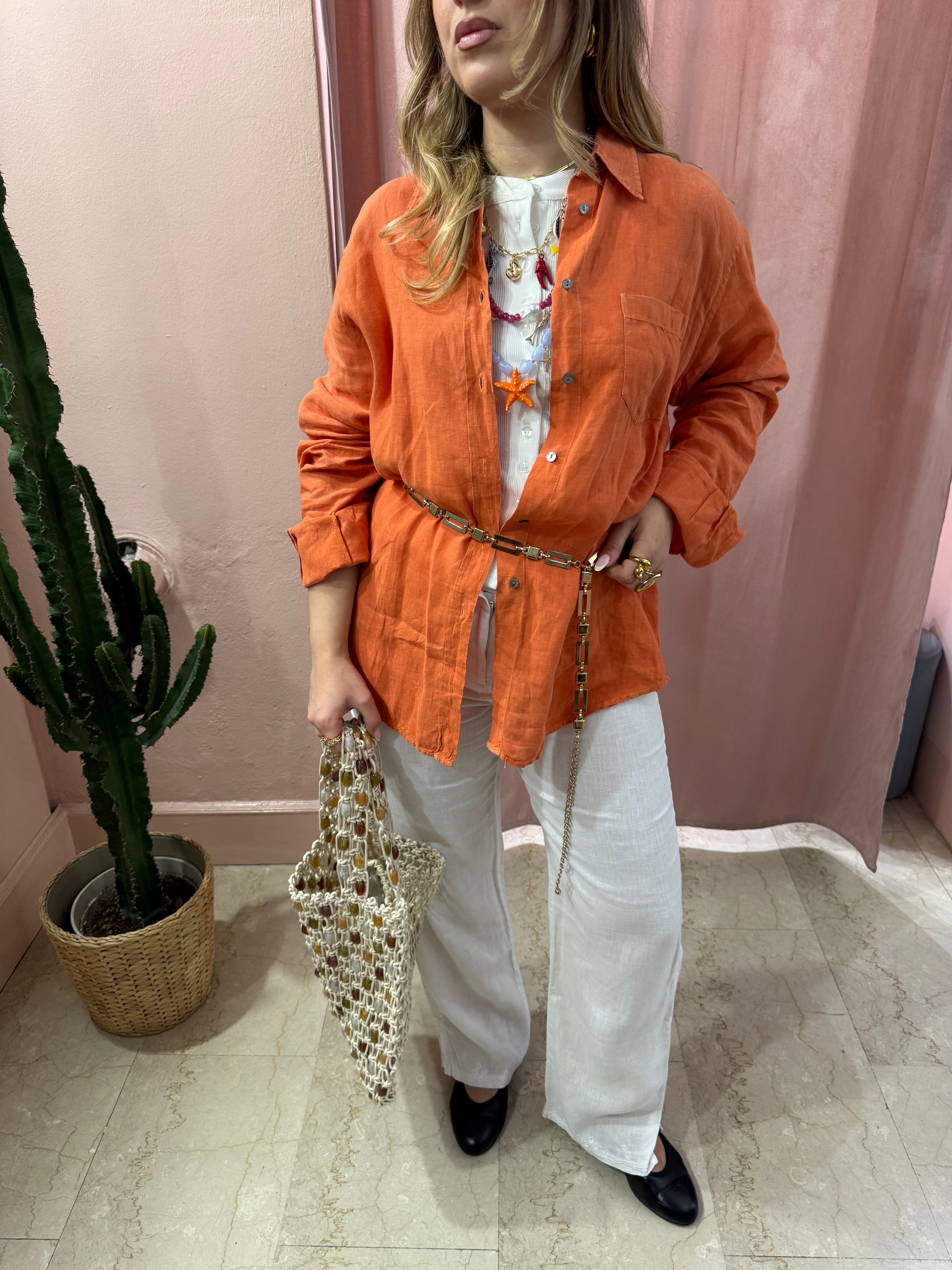 Camicia Max Mara weekend arancio in lino