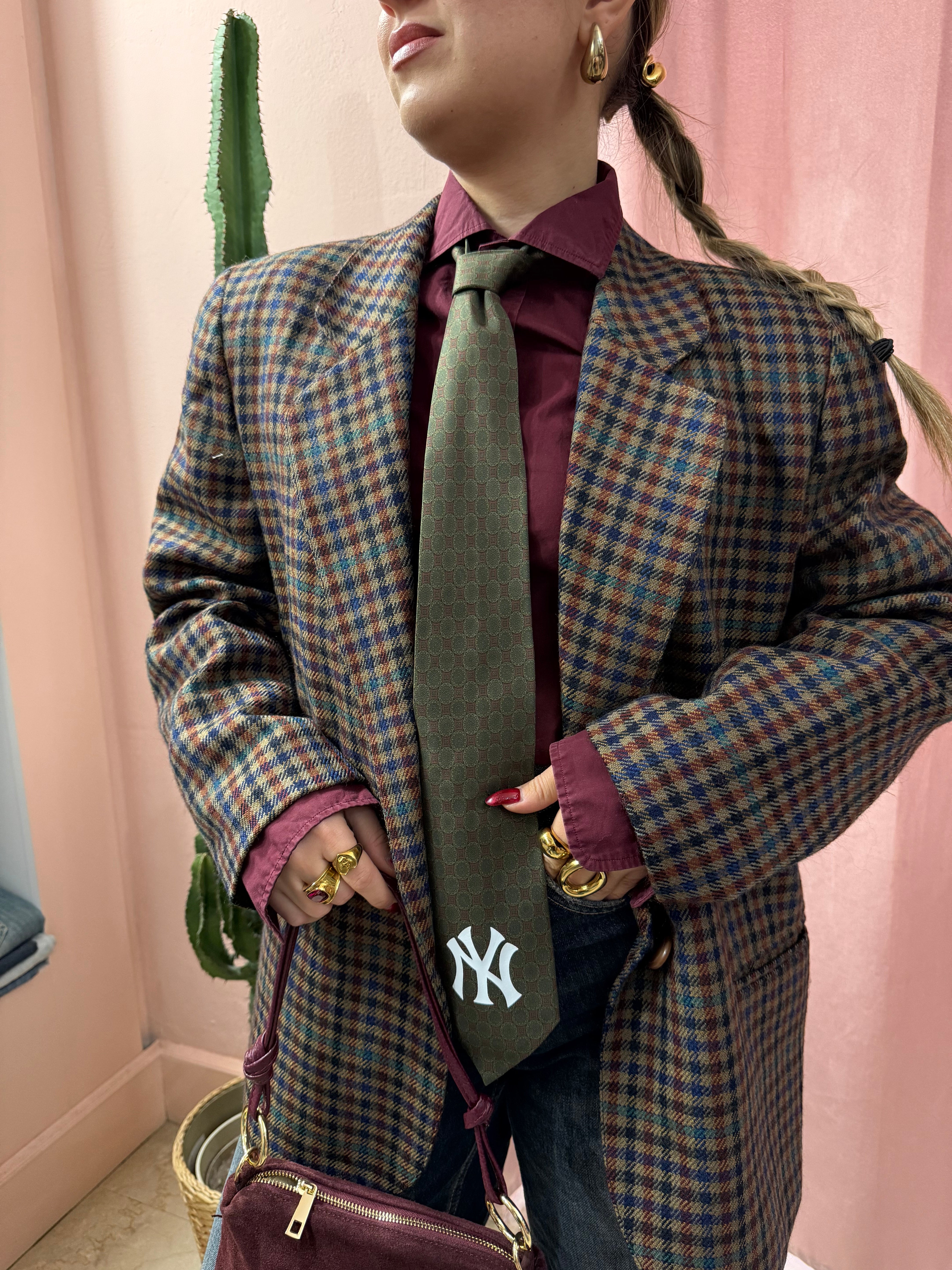 Blazer vintage Krizia a quadretti in pura lana