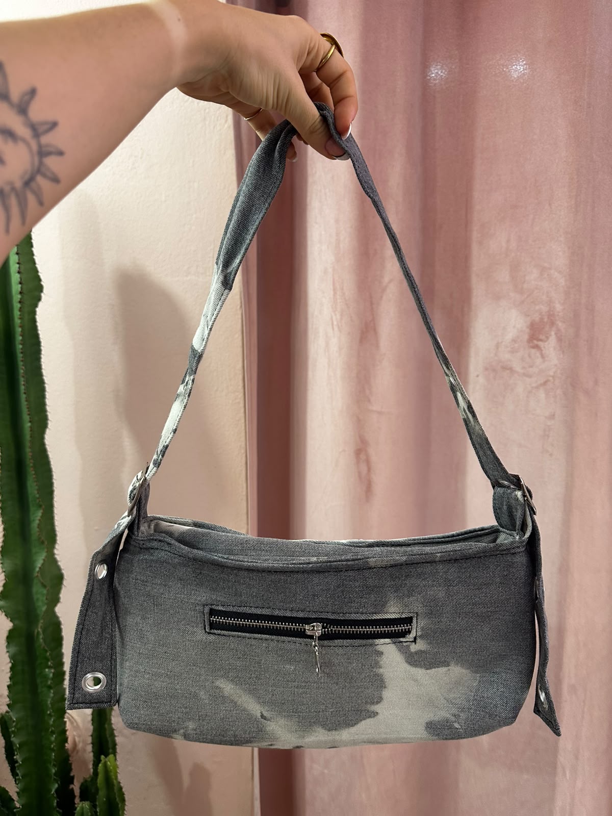 Borsa Levis baguette upcycling tie dye antracite