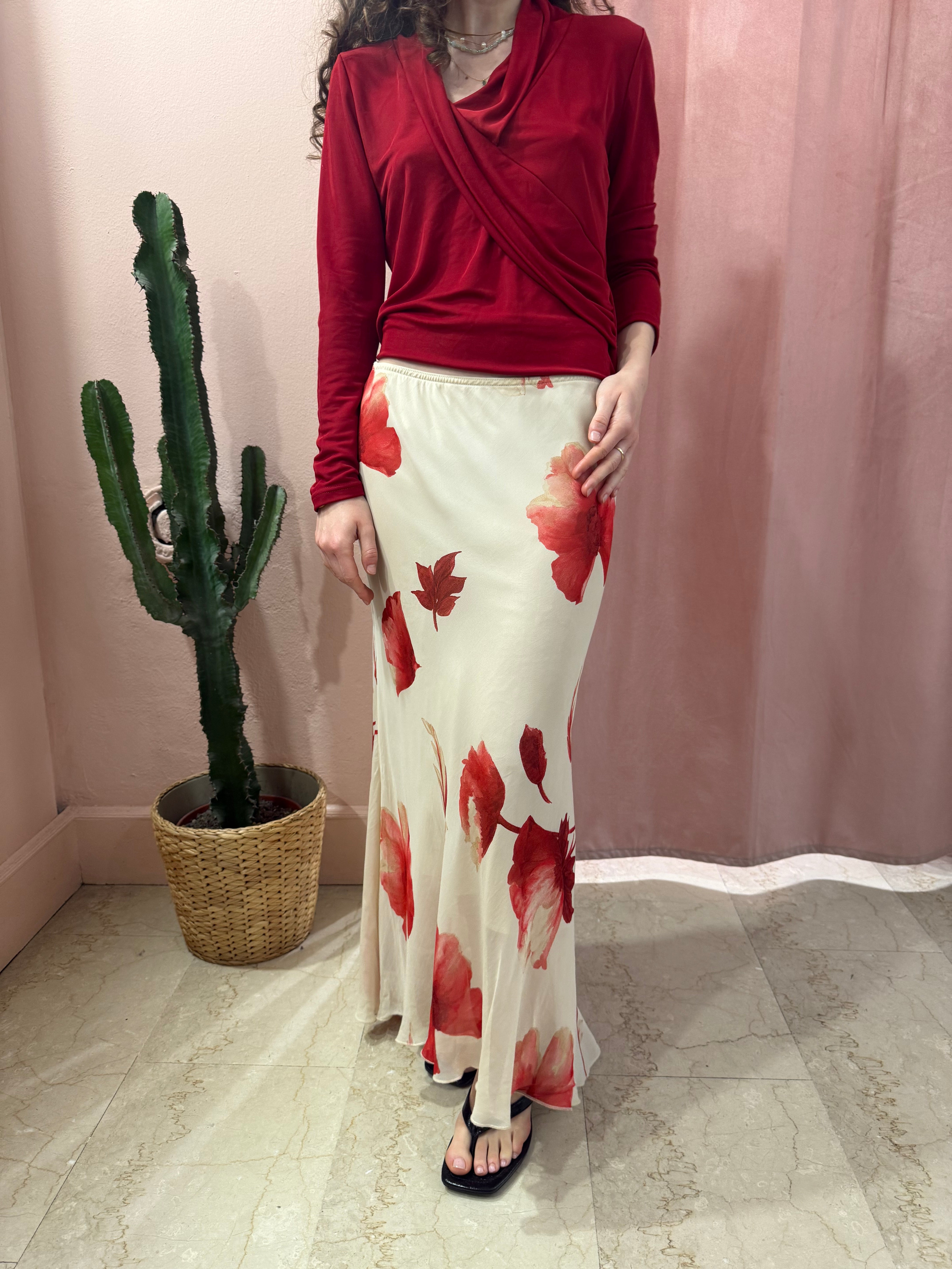 Maxi gonna anni 2000 fantasia fiori