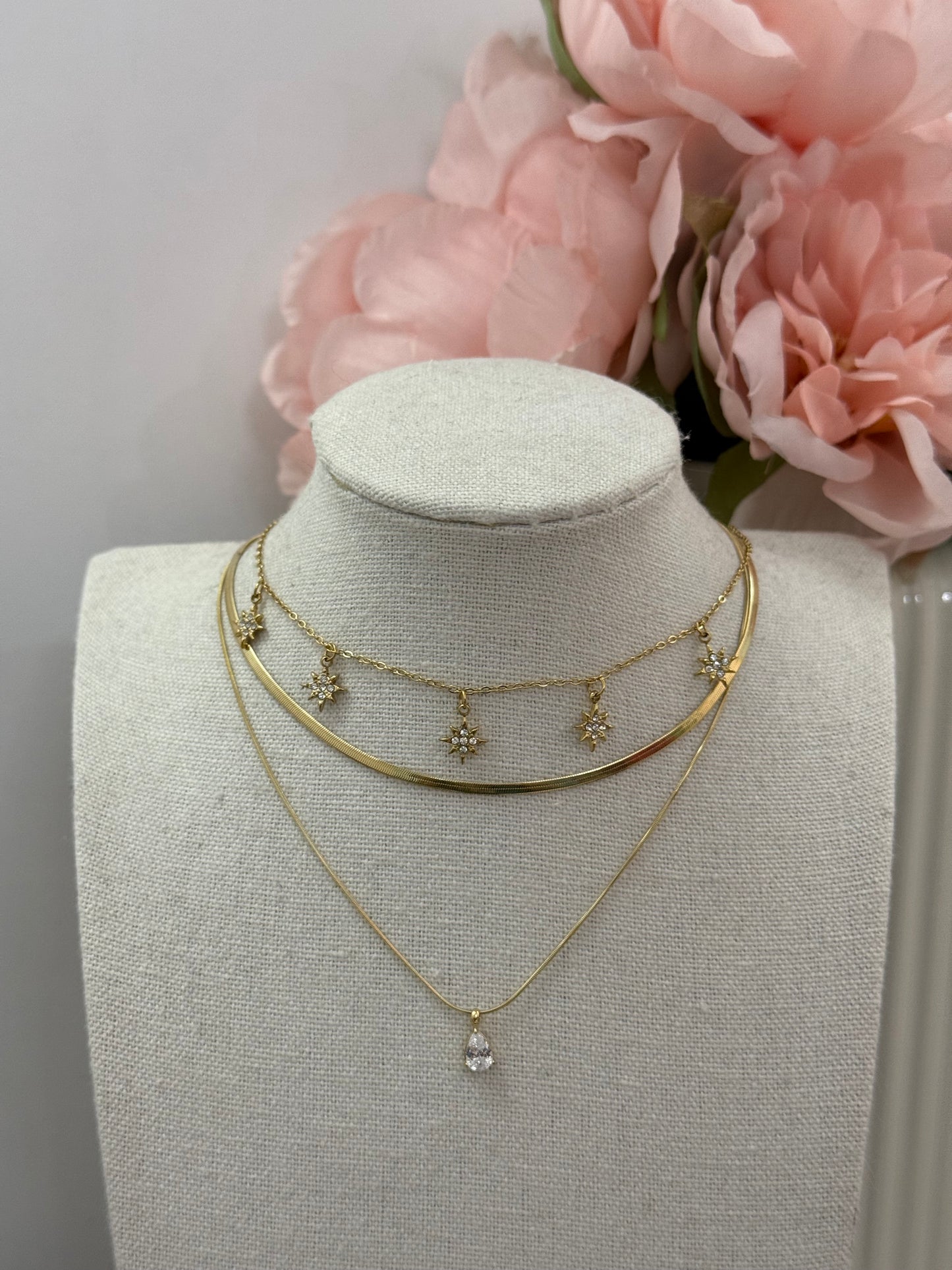 Collana girocollo Stelle punto luce gold/ silver