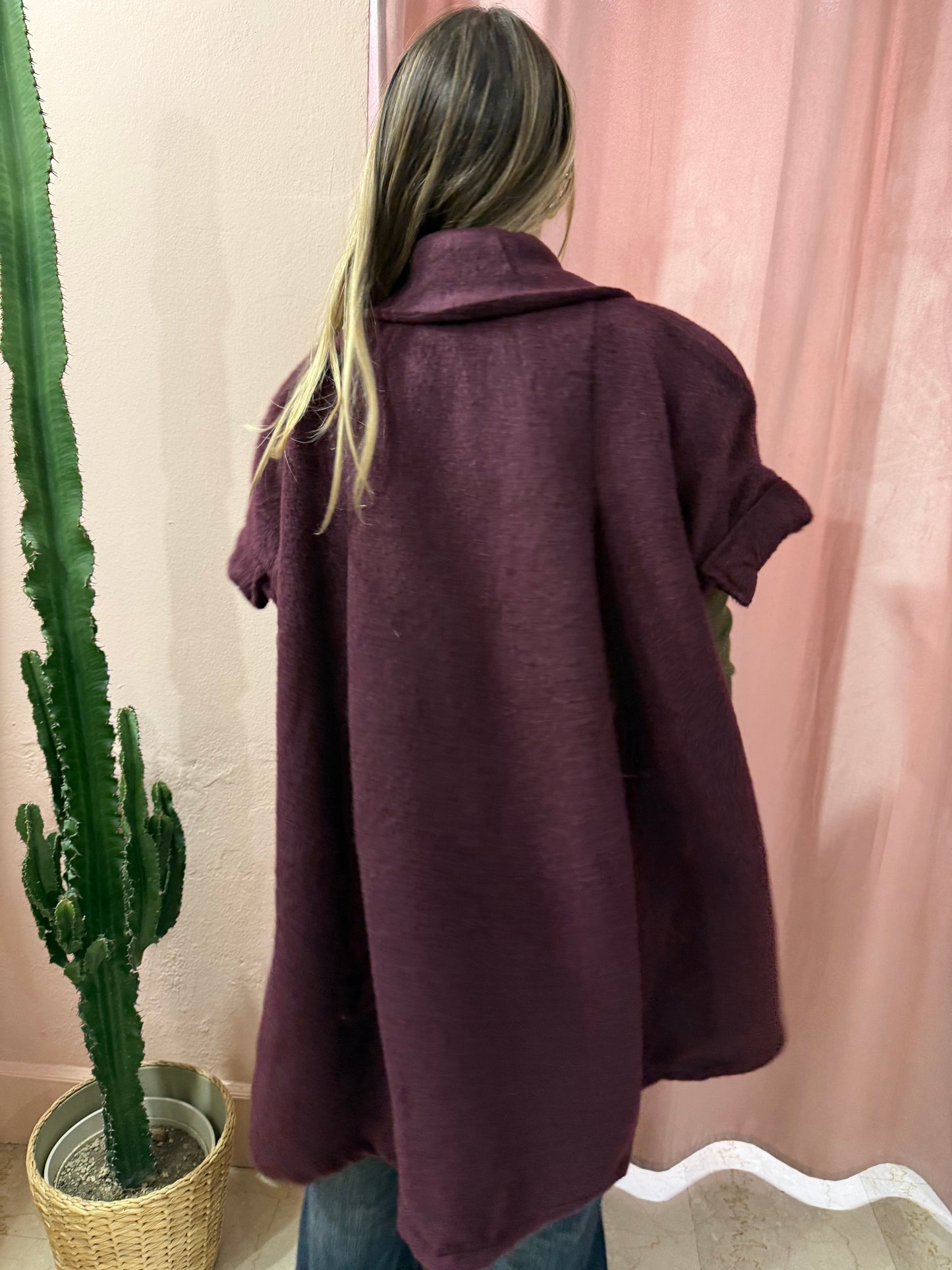 Cappotto smanicato burgundy