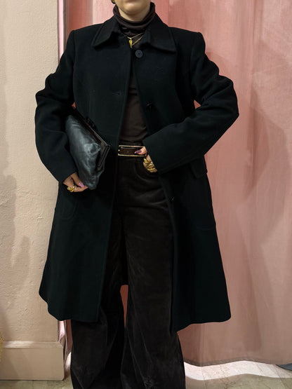 Cappotto DKNY nero in lana e cashmere