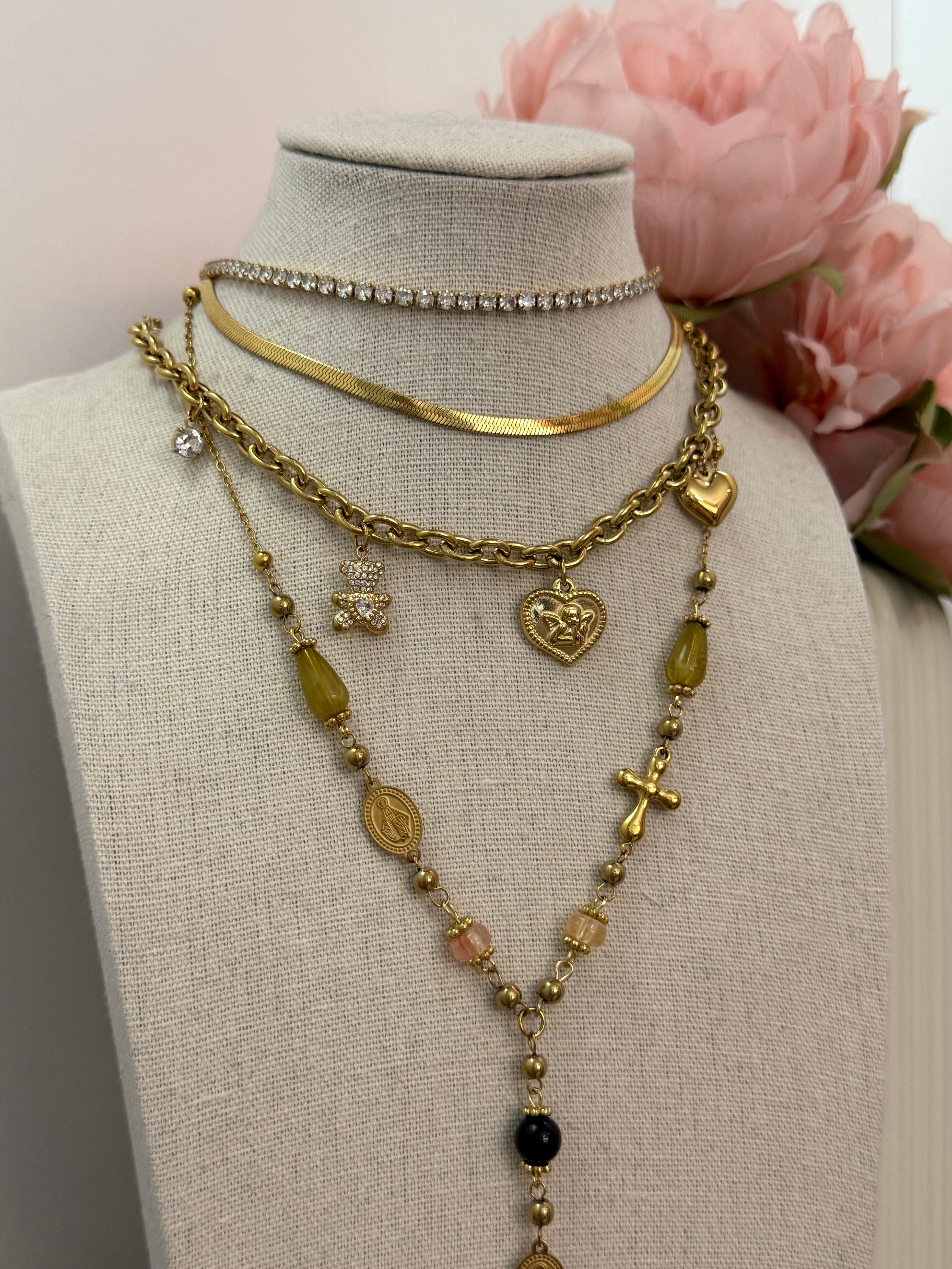 Collana rosario effetto vintage