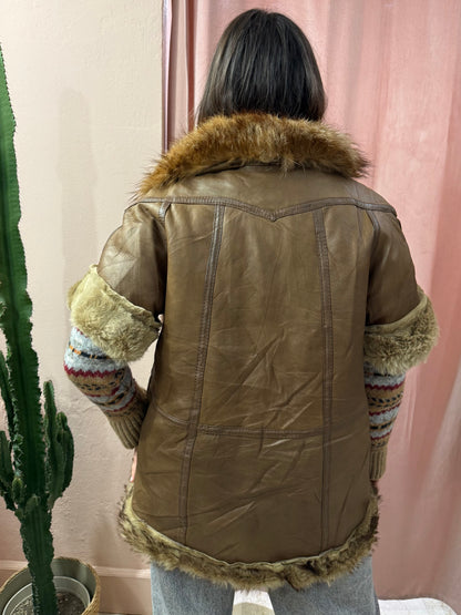 Montone Shearling smanicato collo in volpe