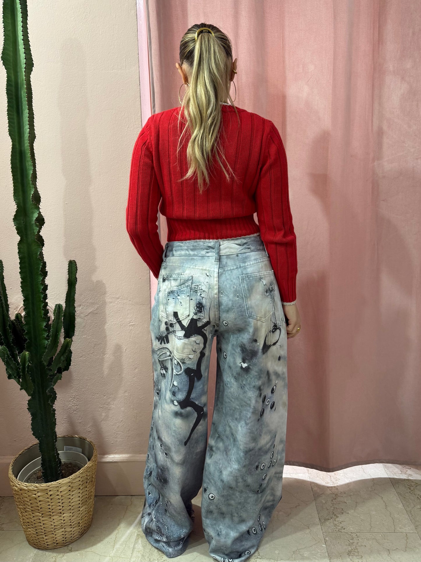 Pantalone wide leg stampato