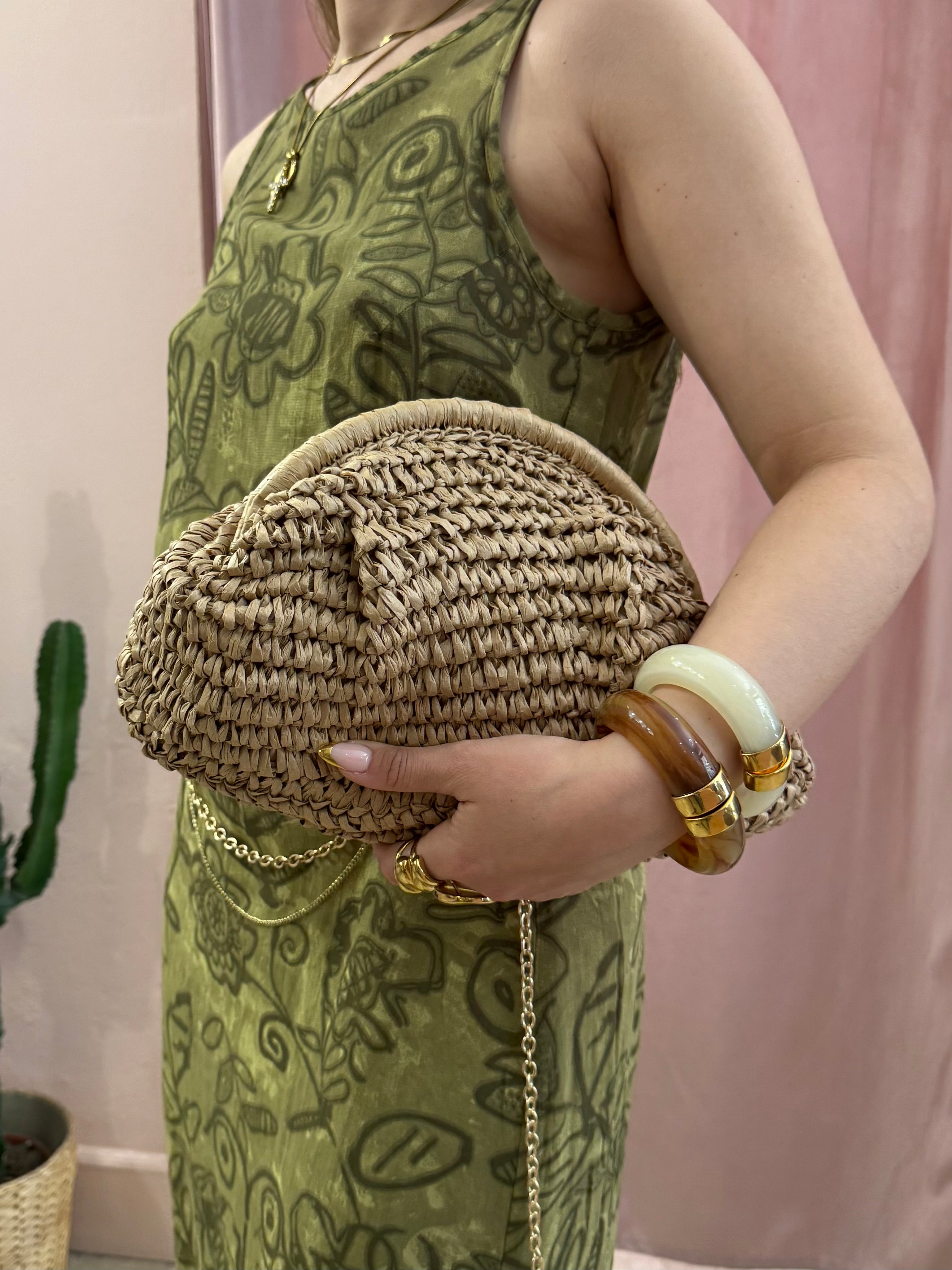 Pochette in paglia brown