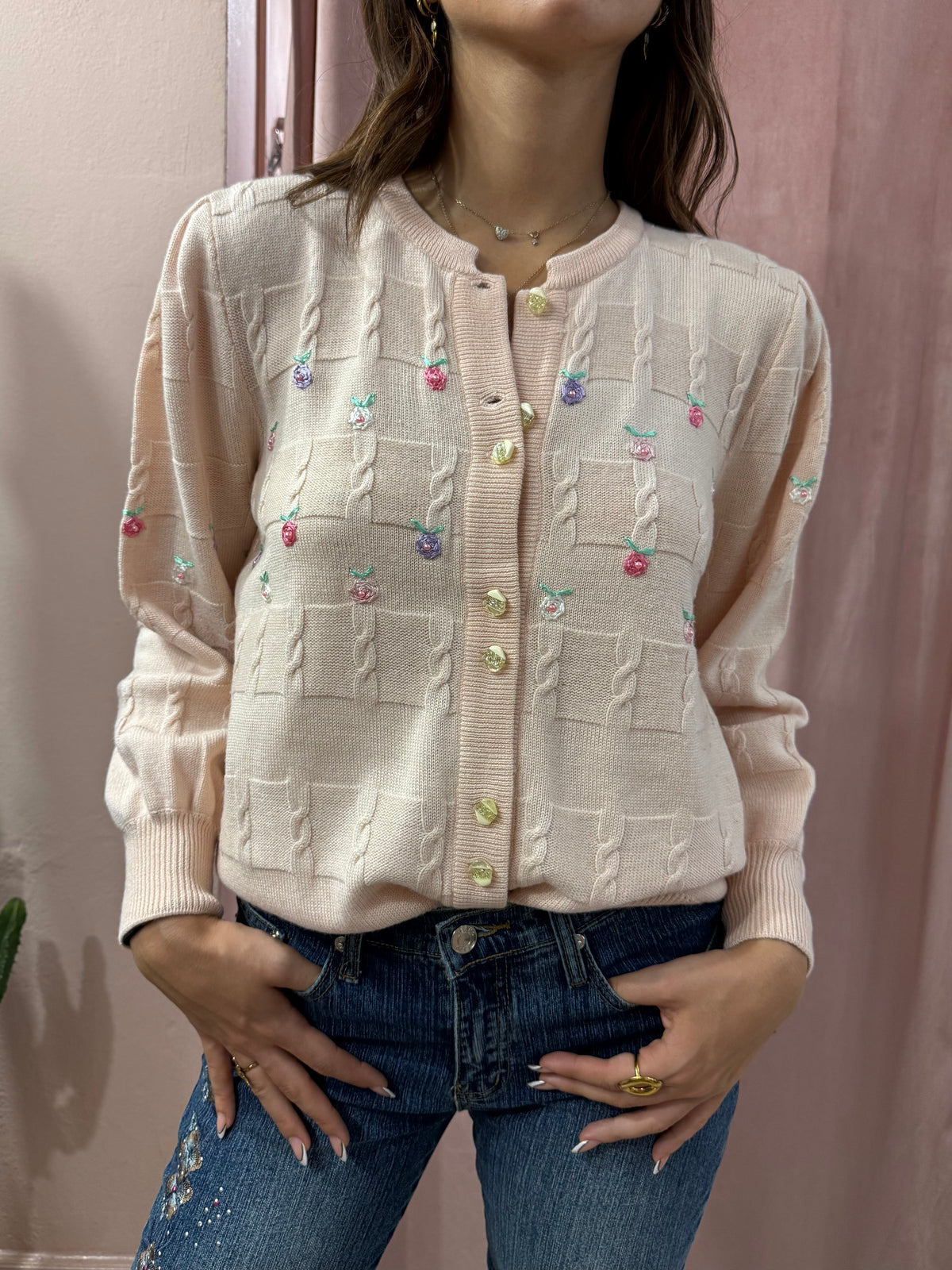 Maglione vintage con roselline
