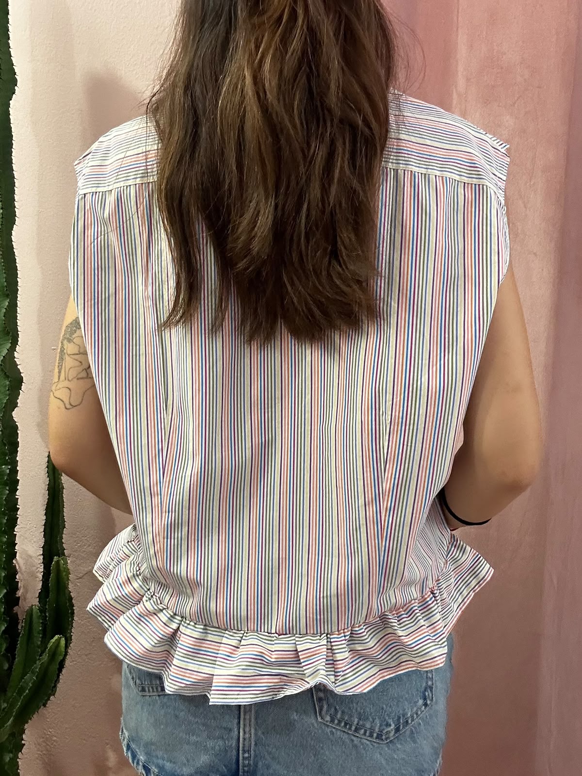 Camicia fred perry upcycling volant multicolor righe