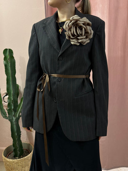 Blazer upcycling fiocco laterale e rosa