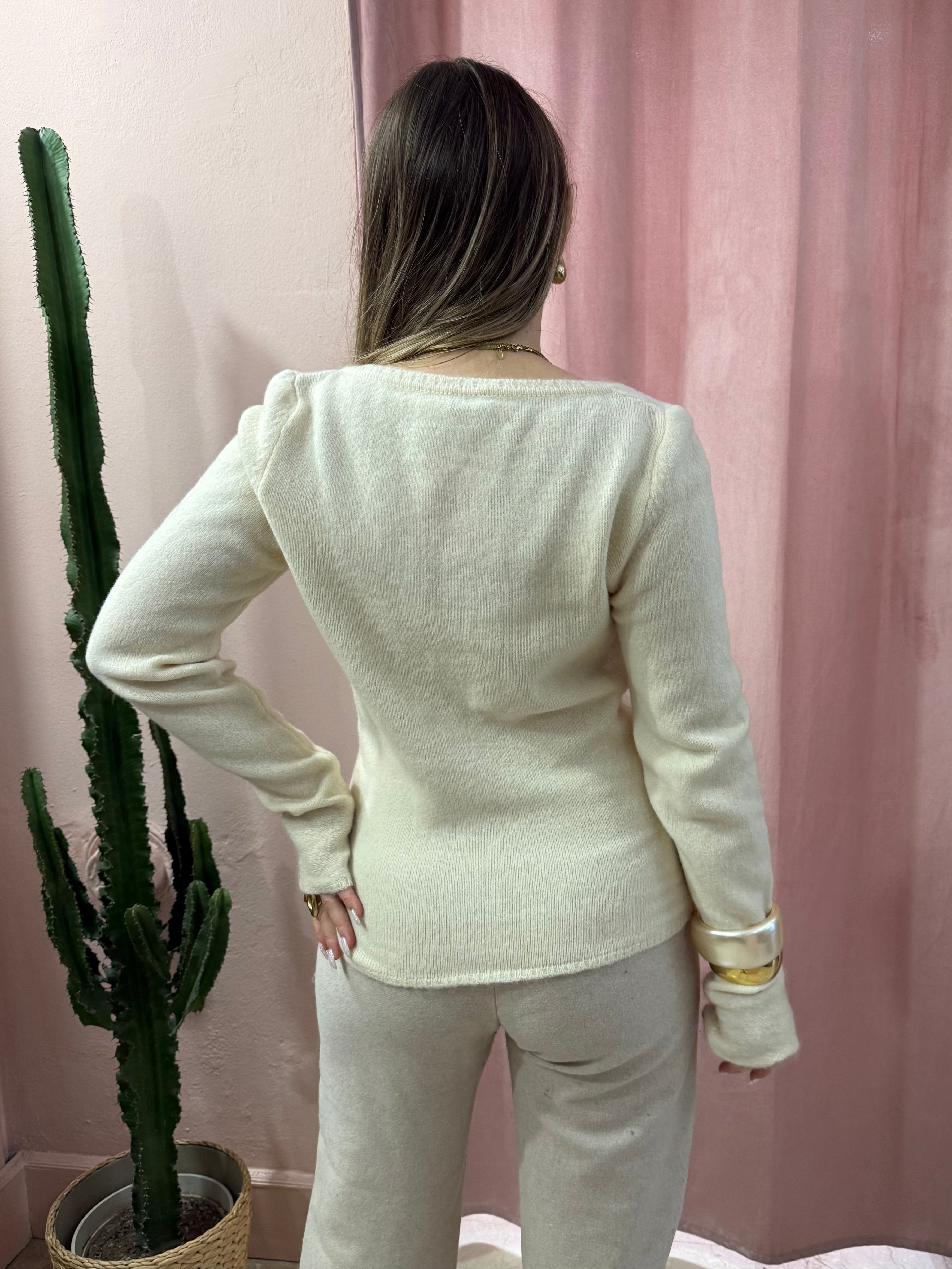 Maglione cardigan panna