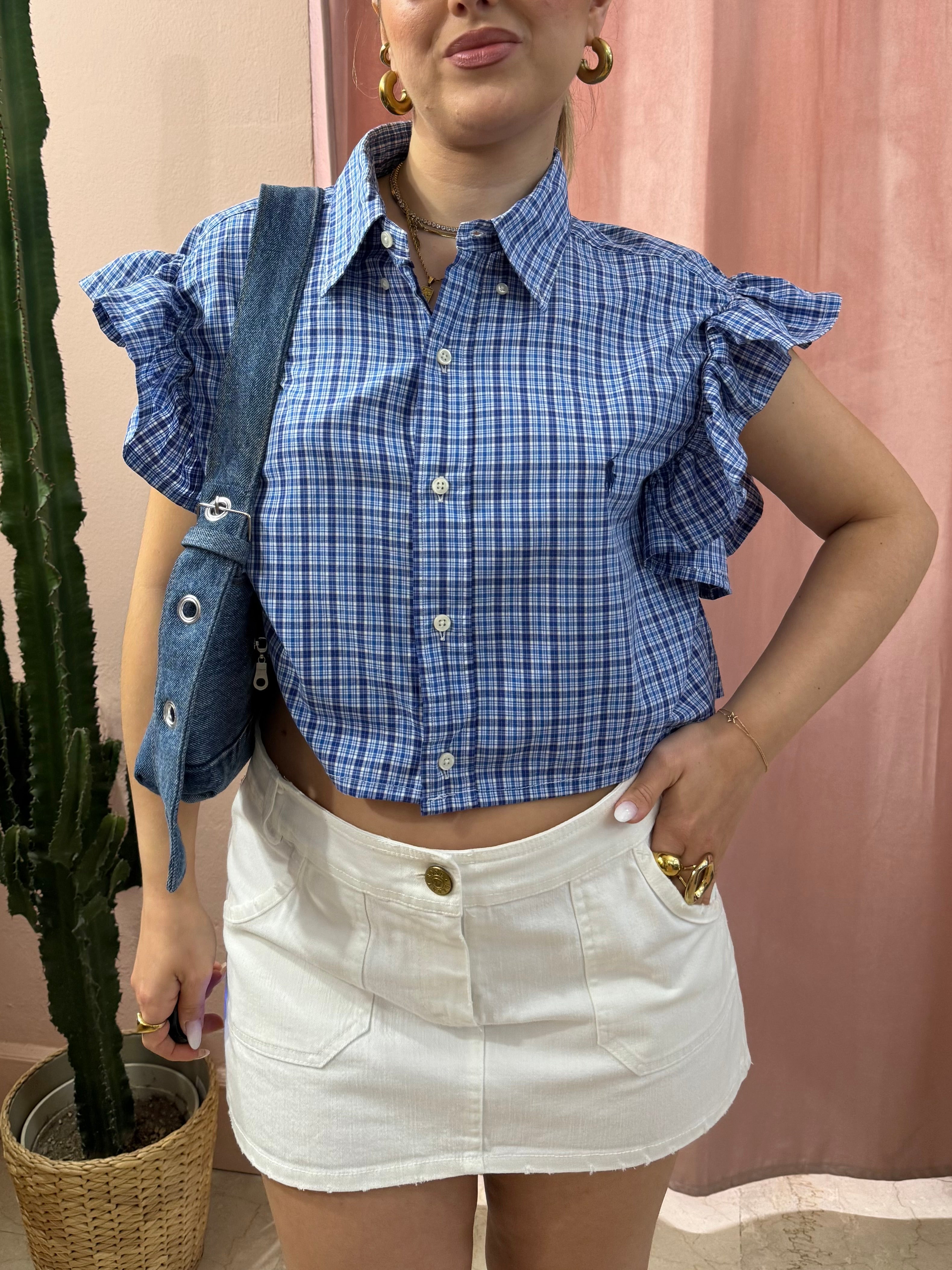 Camicia Ralph Lauren upcycling volant quadretti