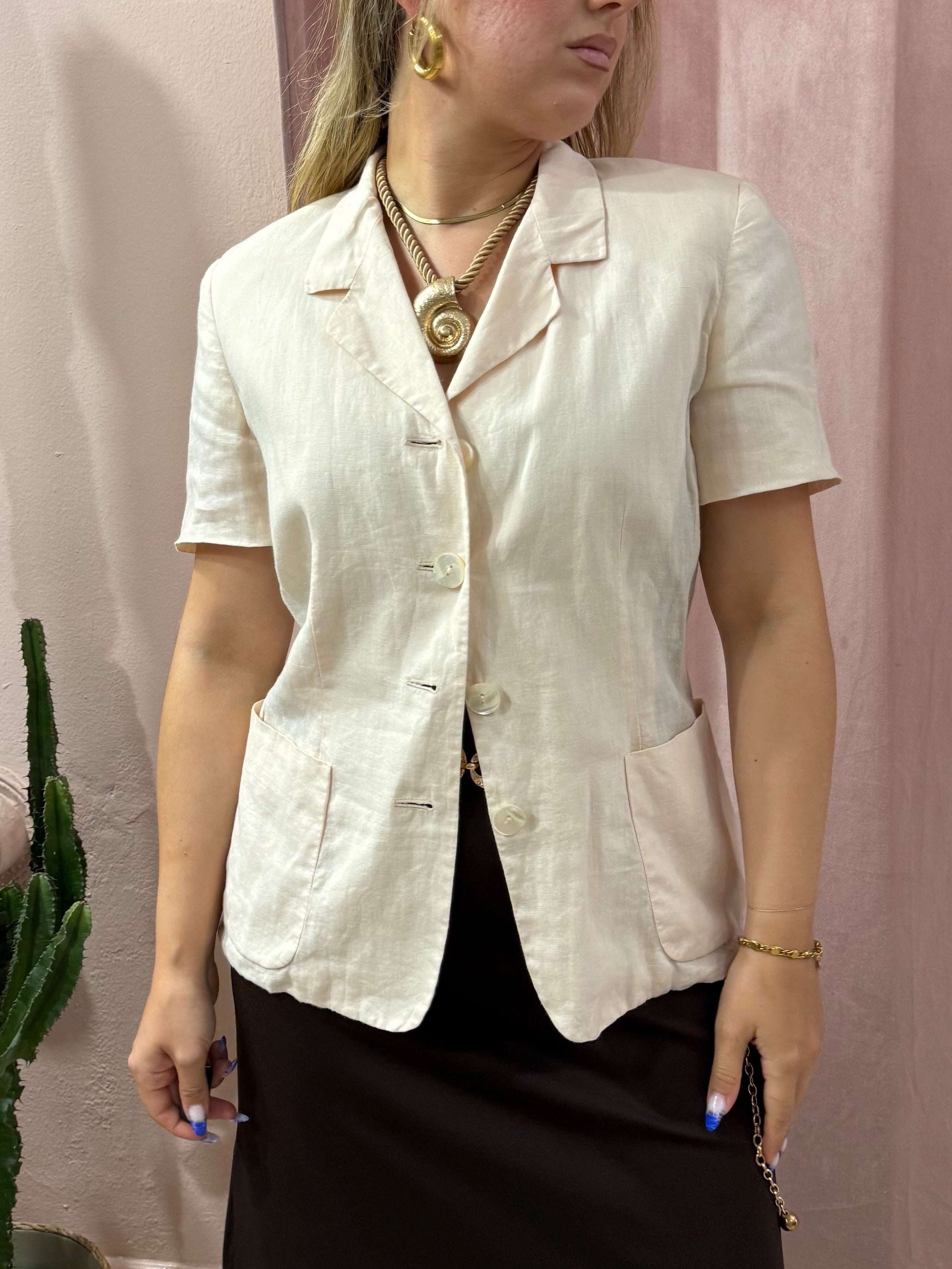 Blazer Max Mara rosa cipria in puro lino