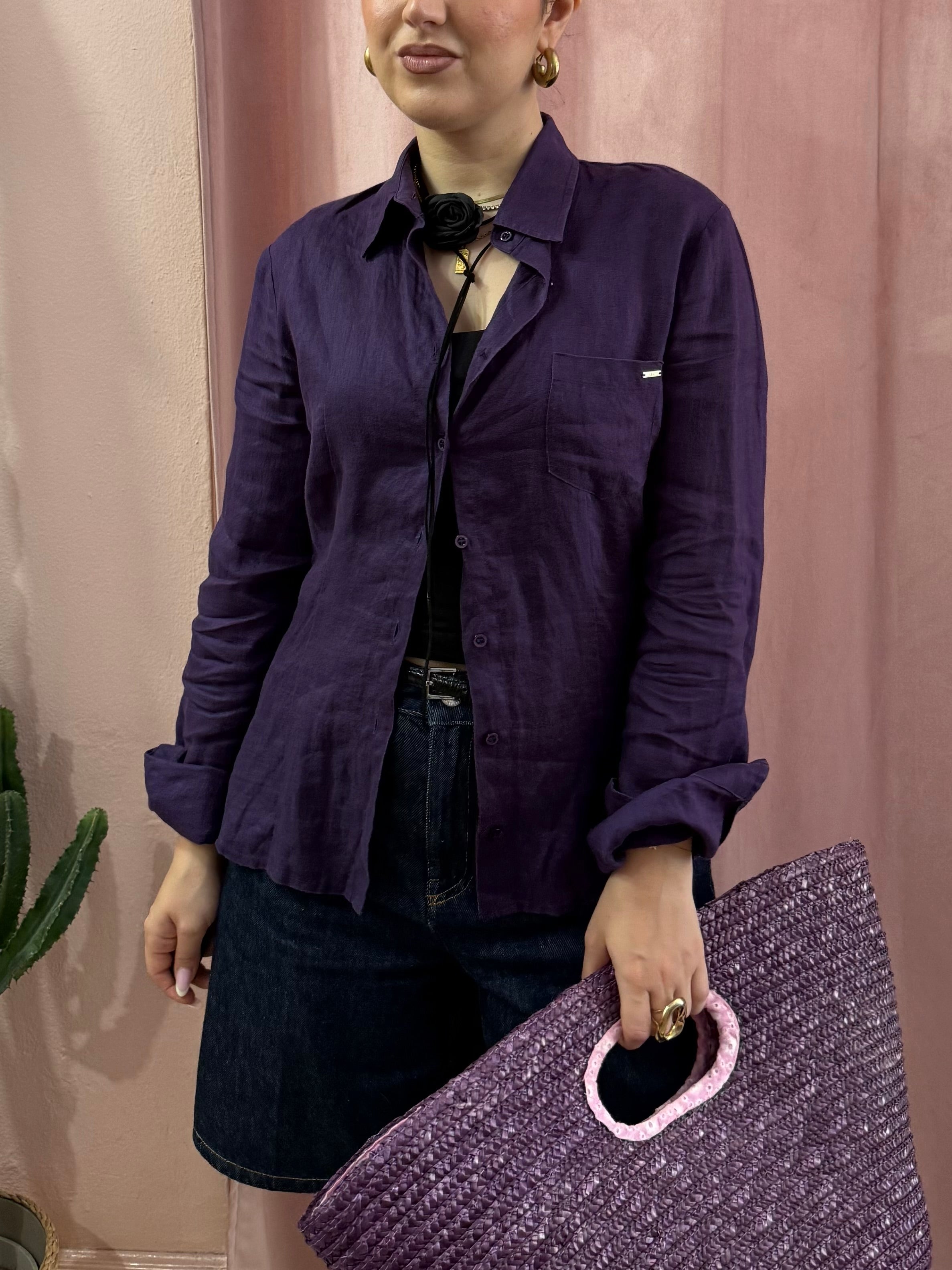 Camicia viola Max&co in puro lino