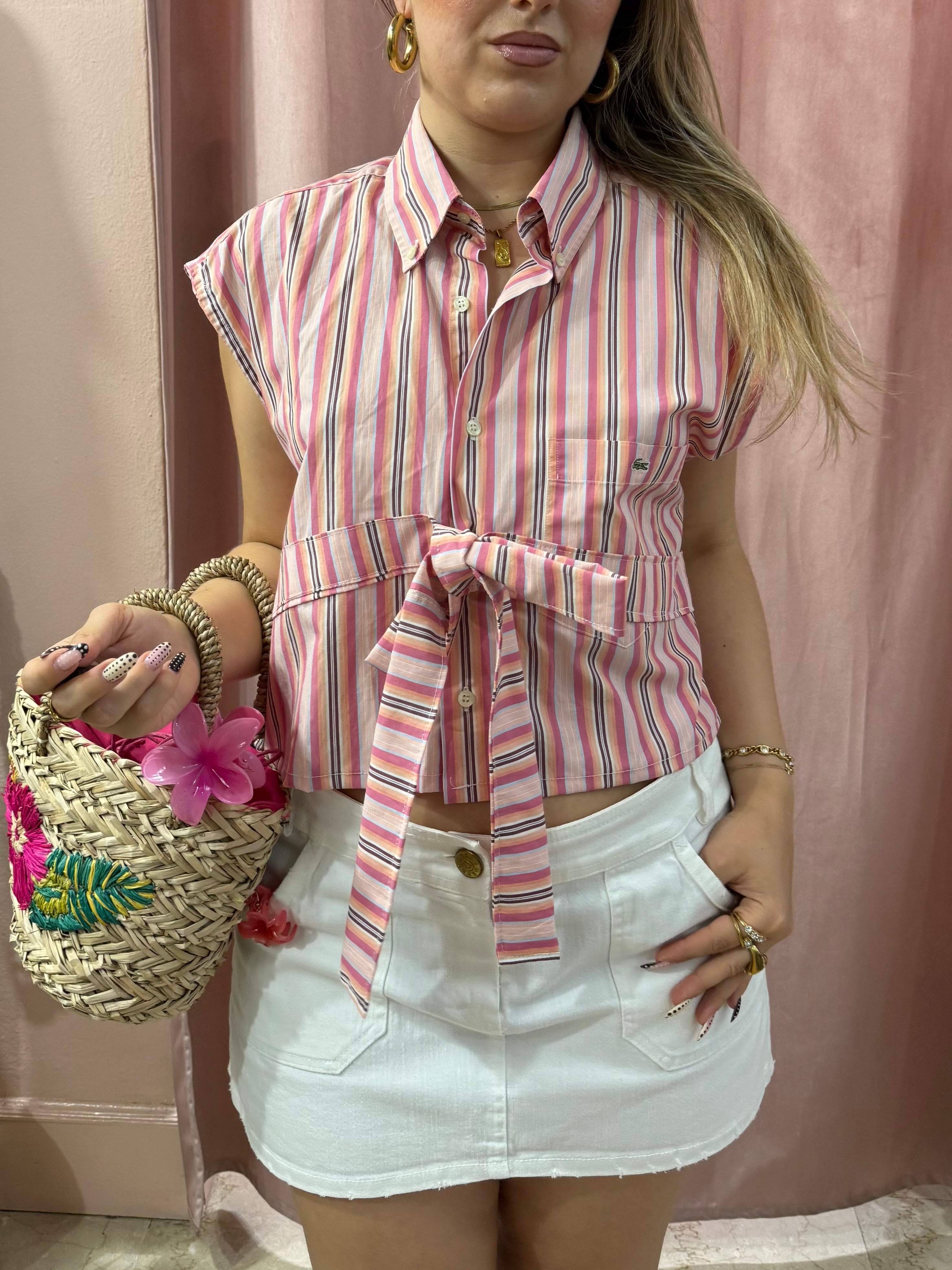 Camicia Lacoste upcycling fiocco