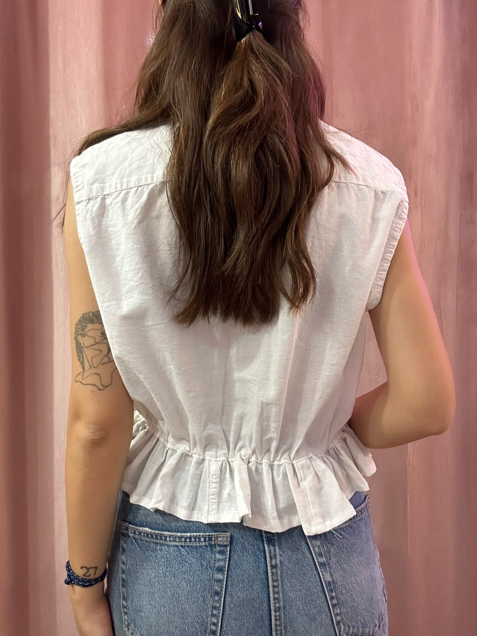 Camicia Tommy Hilfiger upcycling volant bianca