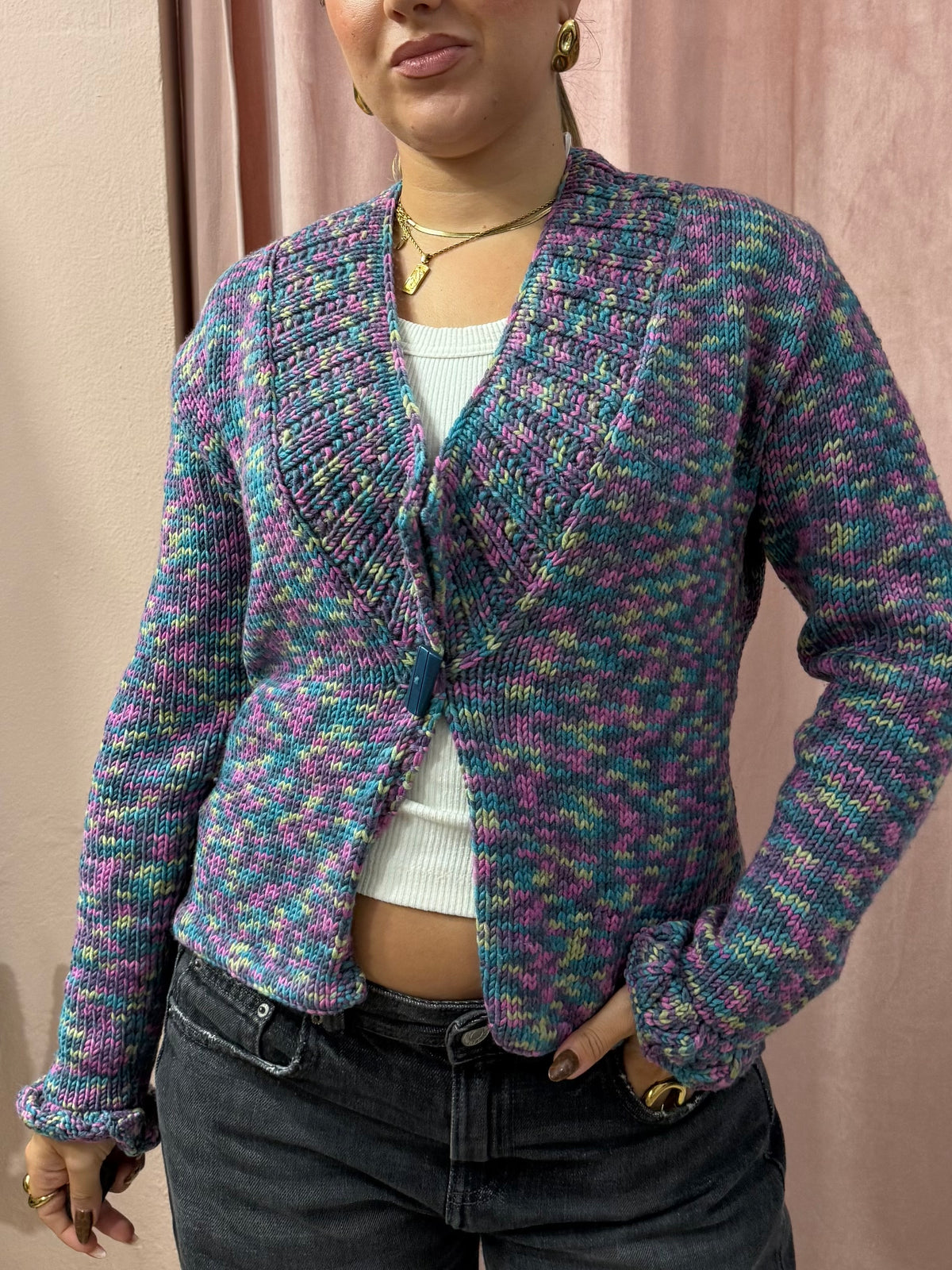 cardigan in maglia multicolor