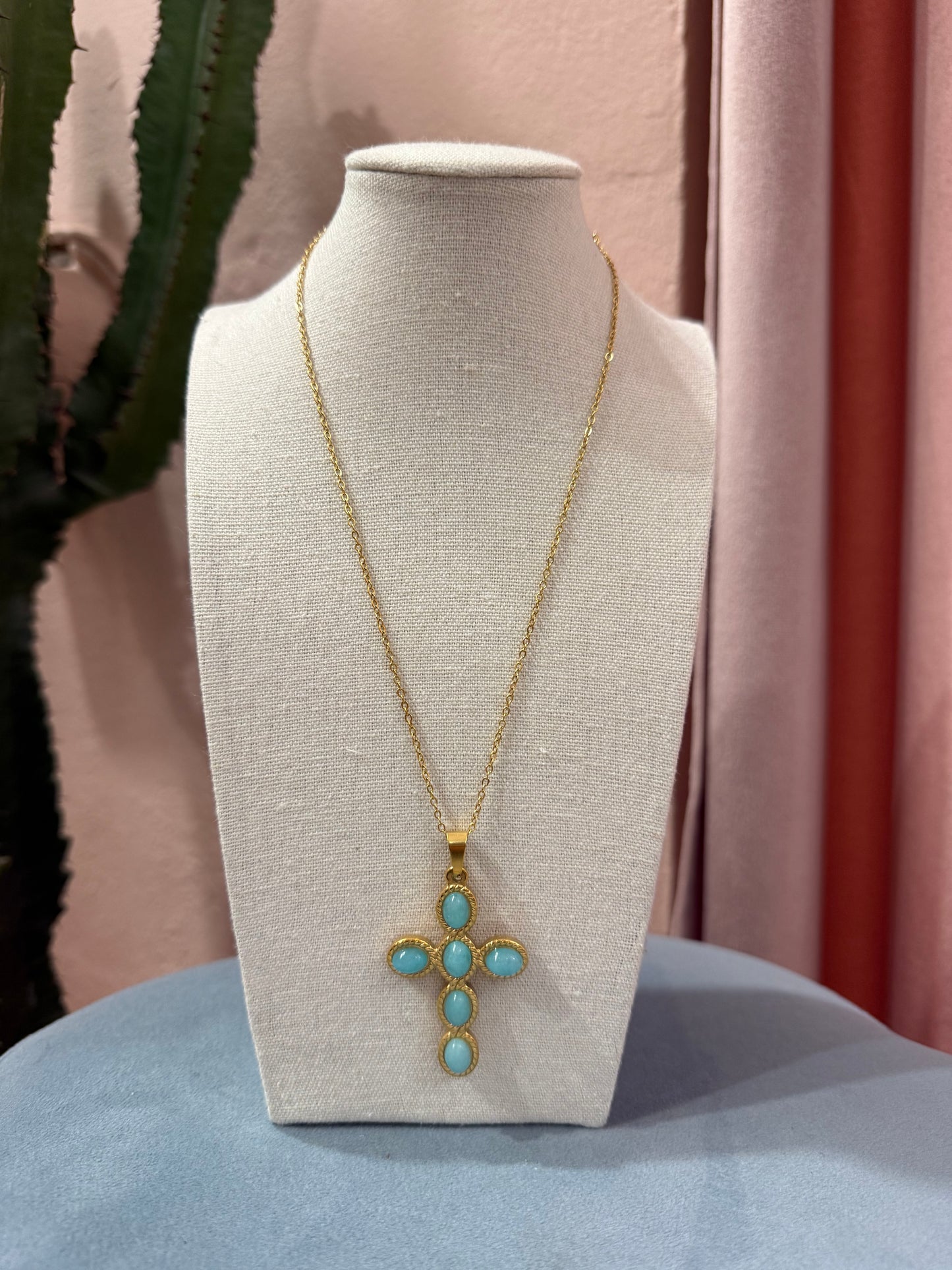 Collana croce turchese
