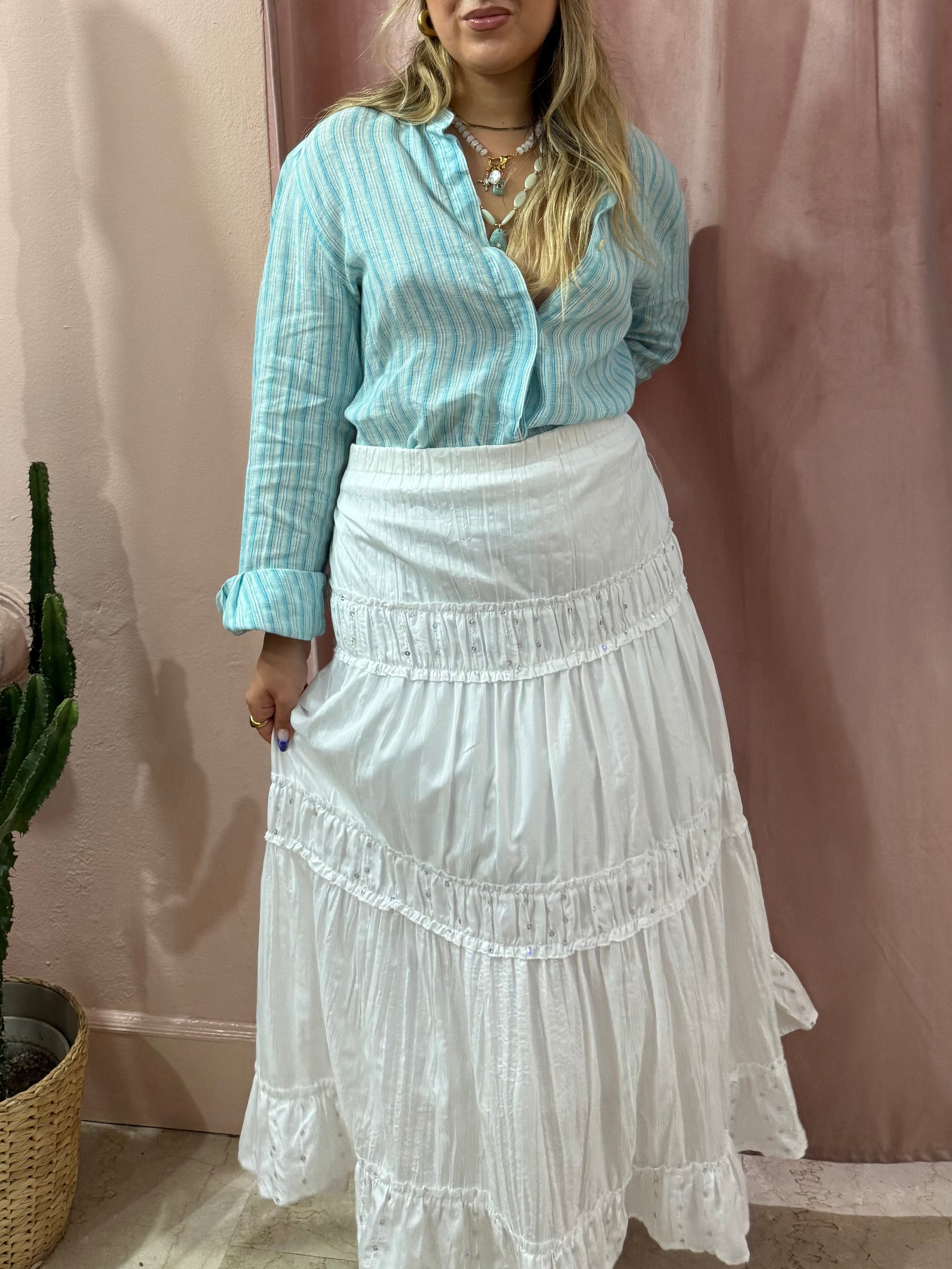 Maxi gonna bianca con dettaglio in paillettes
