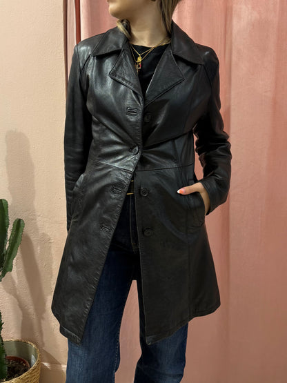 Giacca lunga in vera pelle